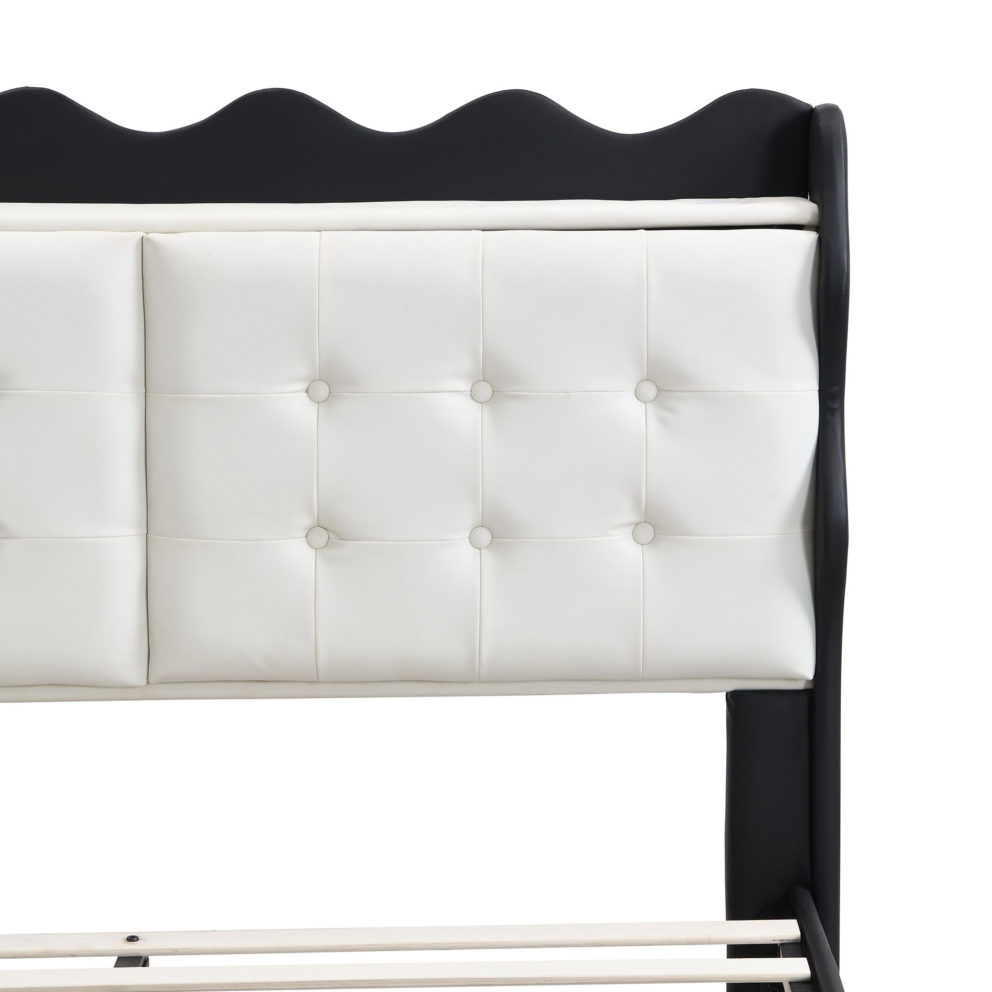 Full Size Upholstery Platform Bed Frame with LED Light Strips and Built-in Storage Space,Black - Atlantic Fine Furniture Melbourne FL