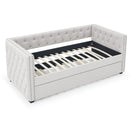 Inspired Upholstered Daybed With Trundle, Button Tufted