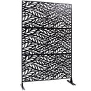 Outdoor & Indoor Privacy Screen Metal Privacy Screen, Freestanding Decorative Privacy Screen For Deck Balcony Patio - Black
