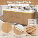 59.3" Double Sink Bathroom Vanity With Smc Resin Top, Painted Cabinet, Soft Close Doors, Wall Mounted - Wood