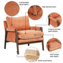 Mid-Century Modern Velvet Accent Chair, Leisure Chair With Solid Wood And Thick Seat Cushion For Living Room, Bedroom, Studio