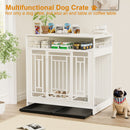 Wooden Dog Crate Furniture With Divider And Storage - White