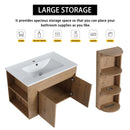 Modern Wall Mounted Bathroom Vanity With Sink And Storage Rack Soft Close Doors Plywood - Imitative Oak