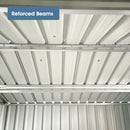 Outdoor Storage Shed, Galvanized Steel Garden Shed With 4 Vents & Double Sliding Door