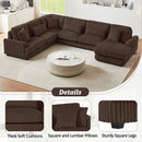 Oversized Sectional Sofa U - Shaped Sofa Couch Modern Sofa Upholstered In Soft Corduroy With A Chaise Lounge For Living Room
