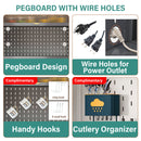 Tall Kitchen Pantry Cabinet With Flip Doors And Pegboard, Anti Tip Steel Storage Hutch