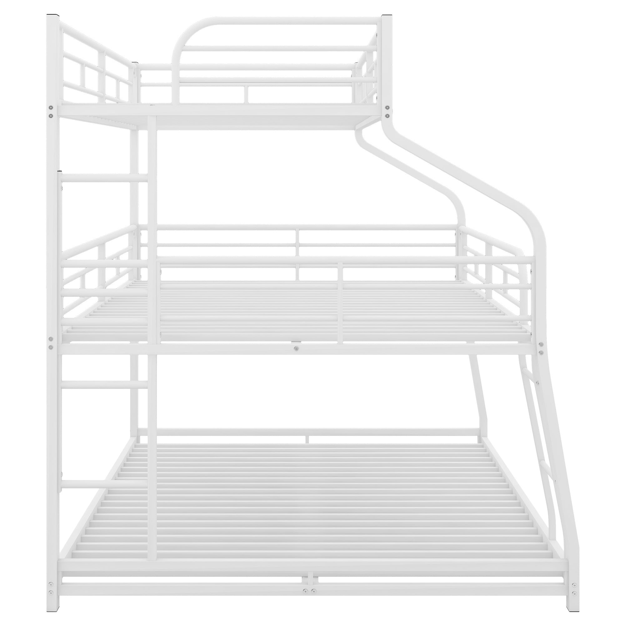 Twin XL/Full XL/Queen Triple Bunk Bed with Long and Short Ladder and Full-Length Guardrails,White - Atlantic Fine Furniture Melbourne FL