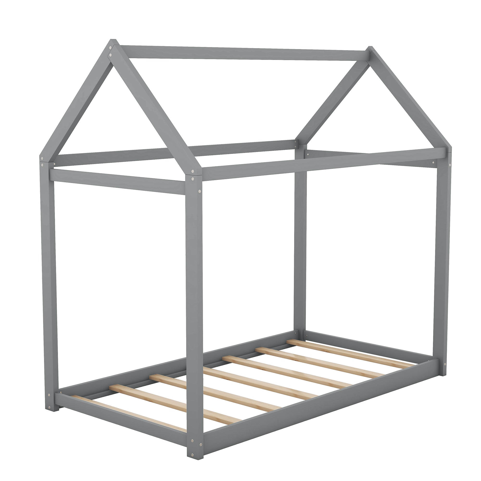 Twin Size Wooden House Bed, Gray - Atlantic Fine Furniture Melbourne FL