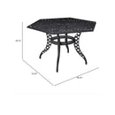 Outdoor Cast Aluminum Dining Table With Lattice Top And Umbrella Hole - Black