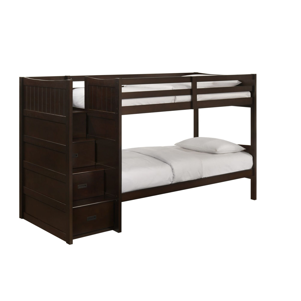 Sami Step Bunk With Left Headboard in Dark Brown by Elements International, view 2