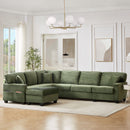Upholstered U-Shaped Sectional Sofa With Movable Ottoman And Side Storage Pockets