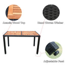 Outdoor Patio Wicker Dining Set With Acacia Wood Top
