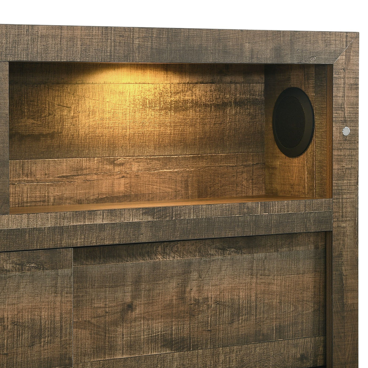 Bailey Bookcase Panel Bedroom Set With Bluetooth in Dark Brown by Elements International, view 5