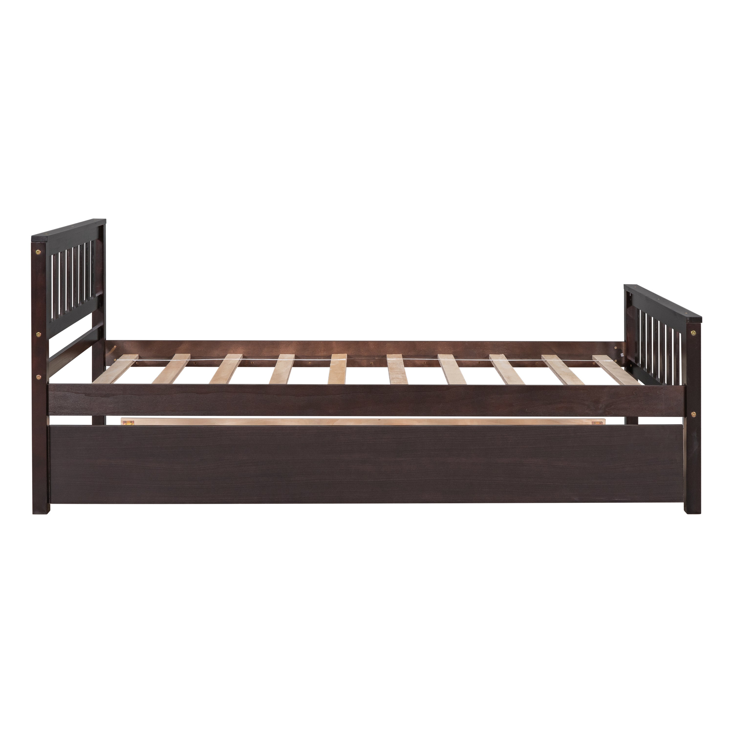 Twin Bed with Trundle, Platform Bed Frame with Headboard and Footboard, for Bedroom Small Living Space,No Box Spring Needed,Espresso(Old SKU:W50440557) - Atlantic Fine Furniture Melbourne FL