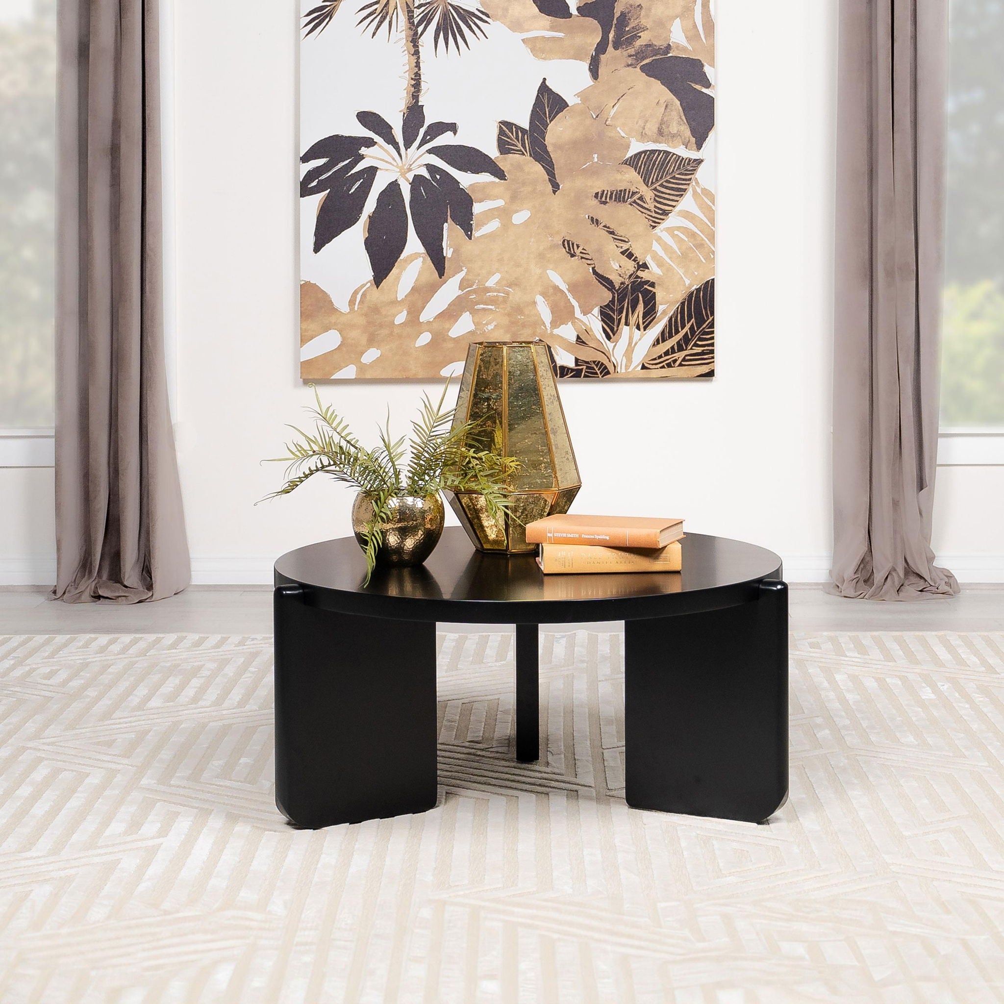 Cordova Round Solid Wood Coffee Table Black - Atlantic Fine Furniture Melbourne FL