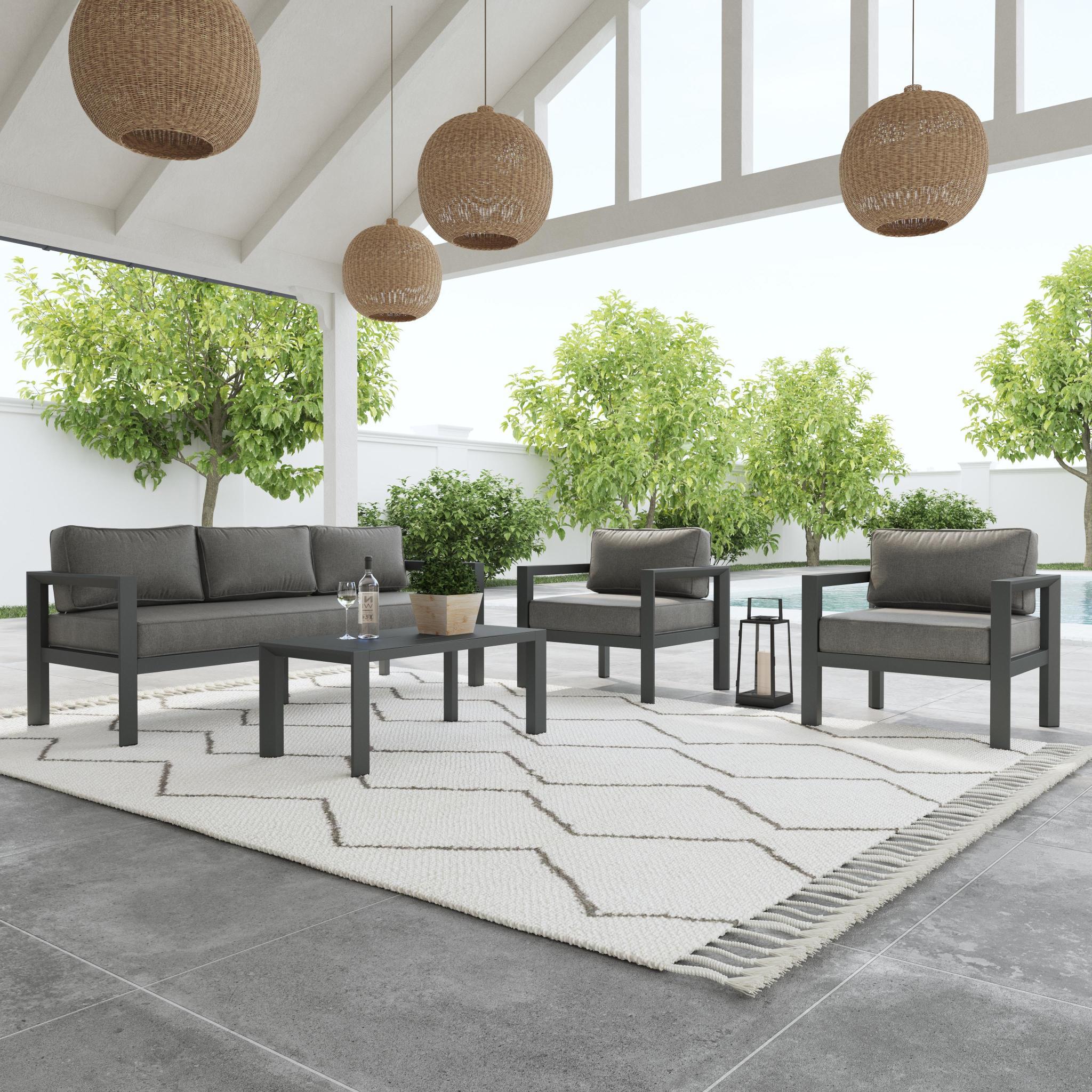Grayton - Outdoor Aluminum Sofa - Dark Gray