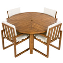 5 Piece Outdoor Patio Dining Set With 4 Armchairs And Table - Beige