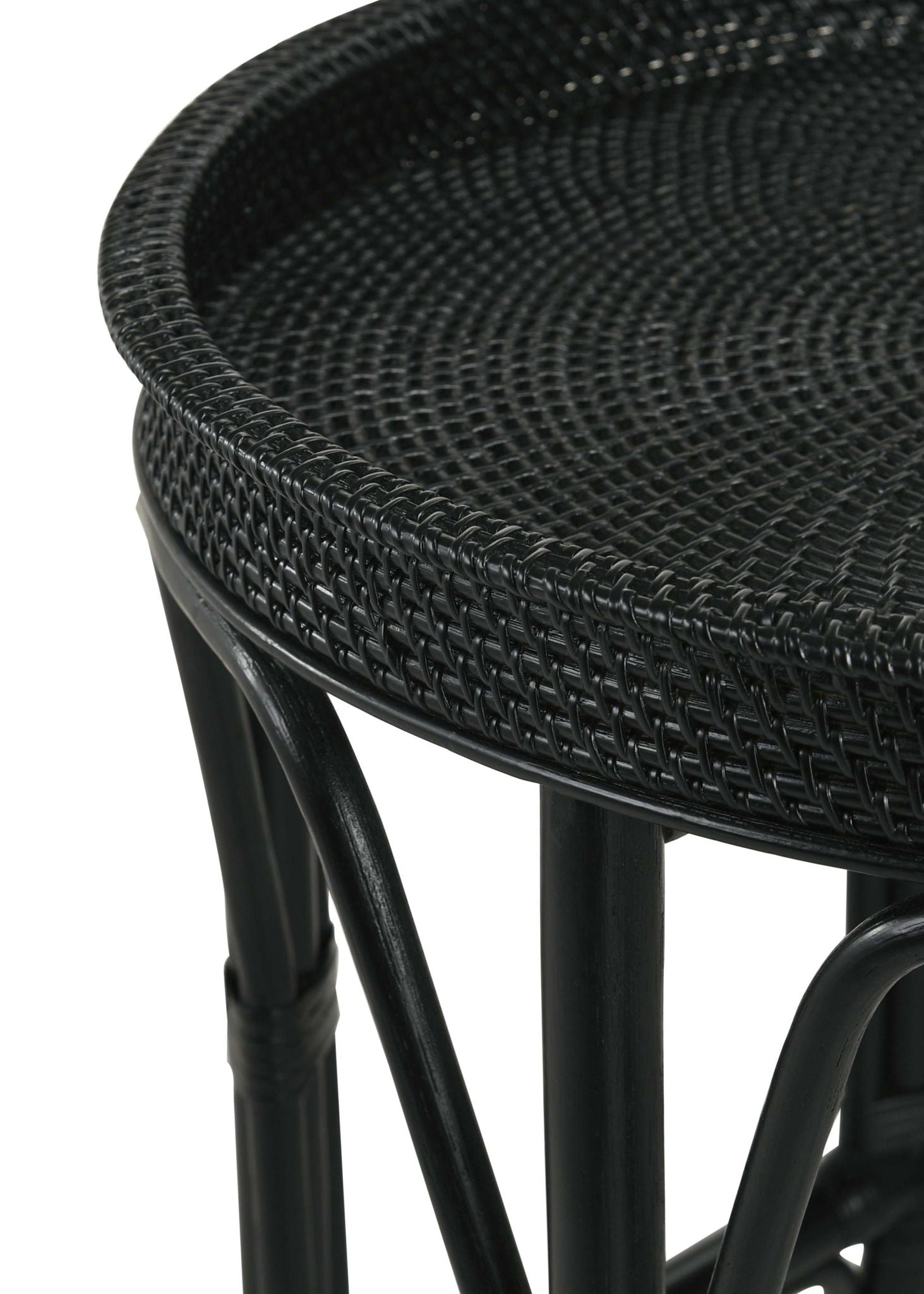 Antonio Round Rattan Tray Top Accent Side Table Black - Atlantic Fine Furniture Melbourne FL