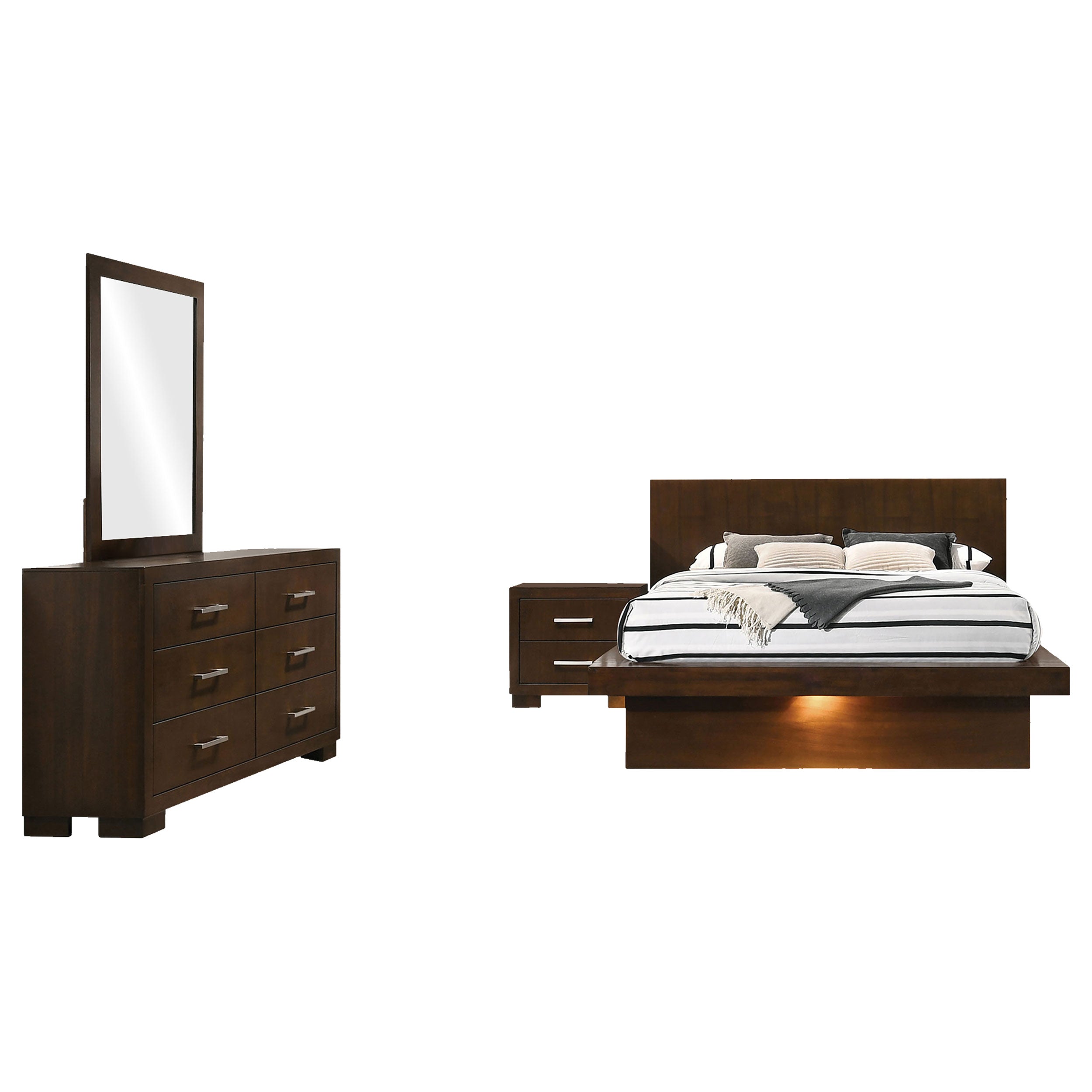 Jessica 4-piece Eastern King LED Bedroom Set Cappuccino — view 2