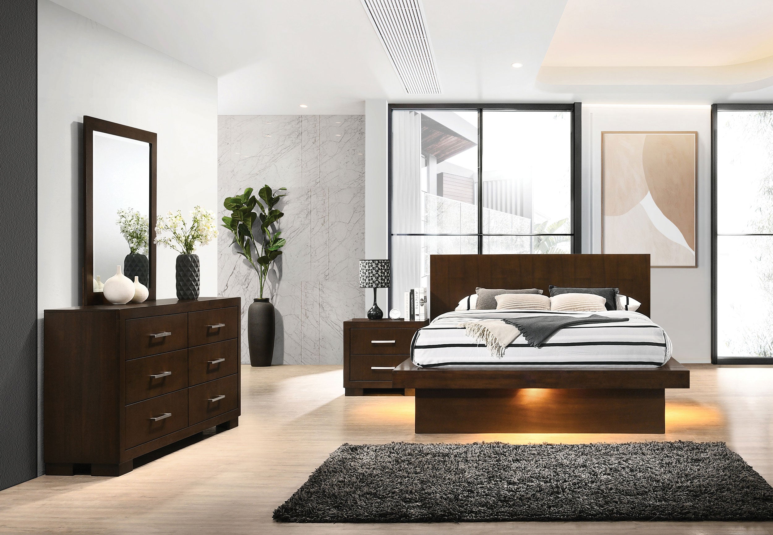 Jessica 4-piece Queen LED Bedroom Set Cappuccino — view 1