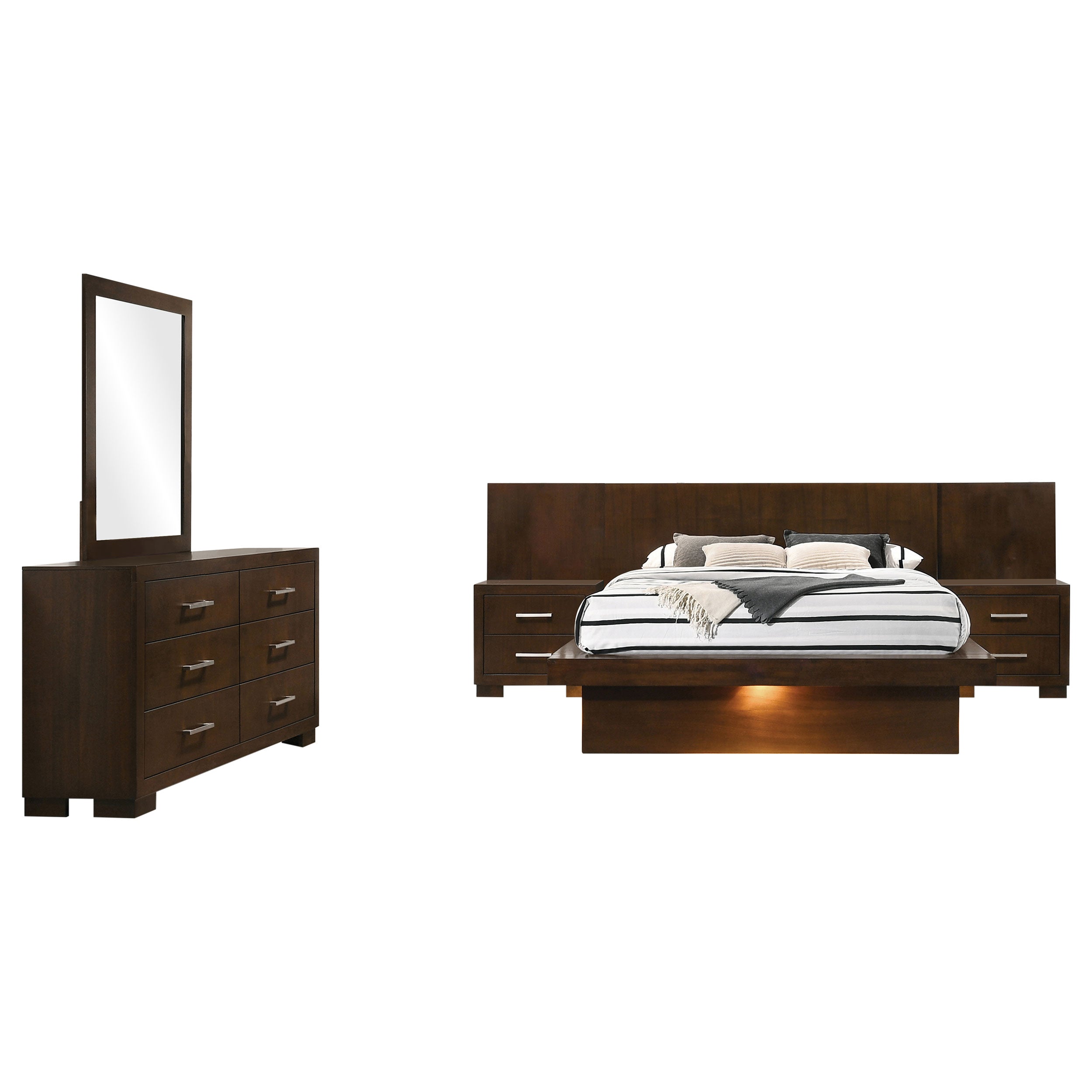 Jessica 5-piece Queen LED Bedroom Set Cappuccino — view 2