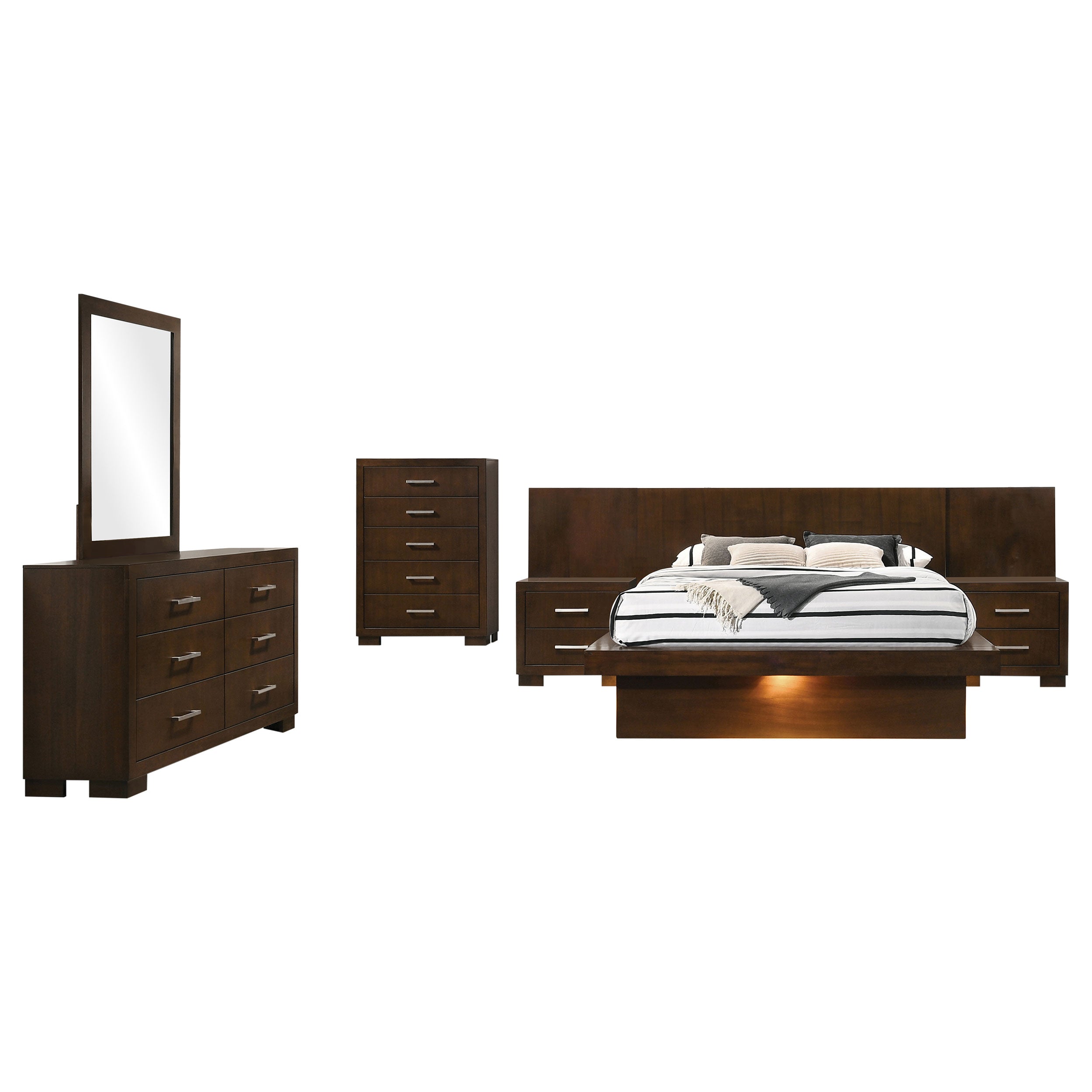 Jessica 6-piece Queen LED Bedroom Set Cappuccino — view 2