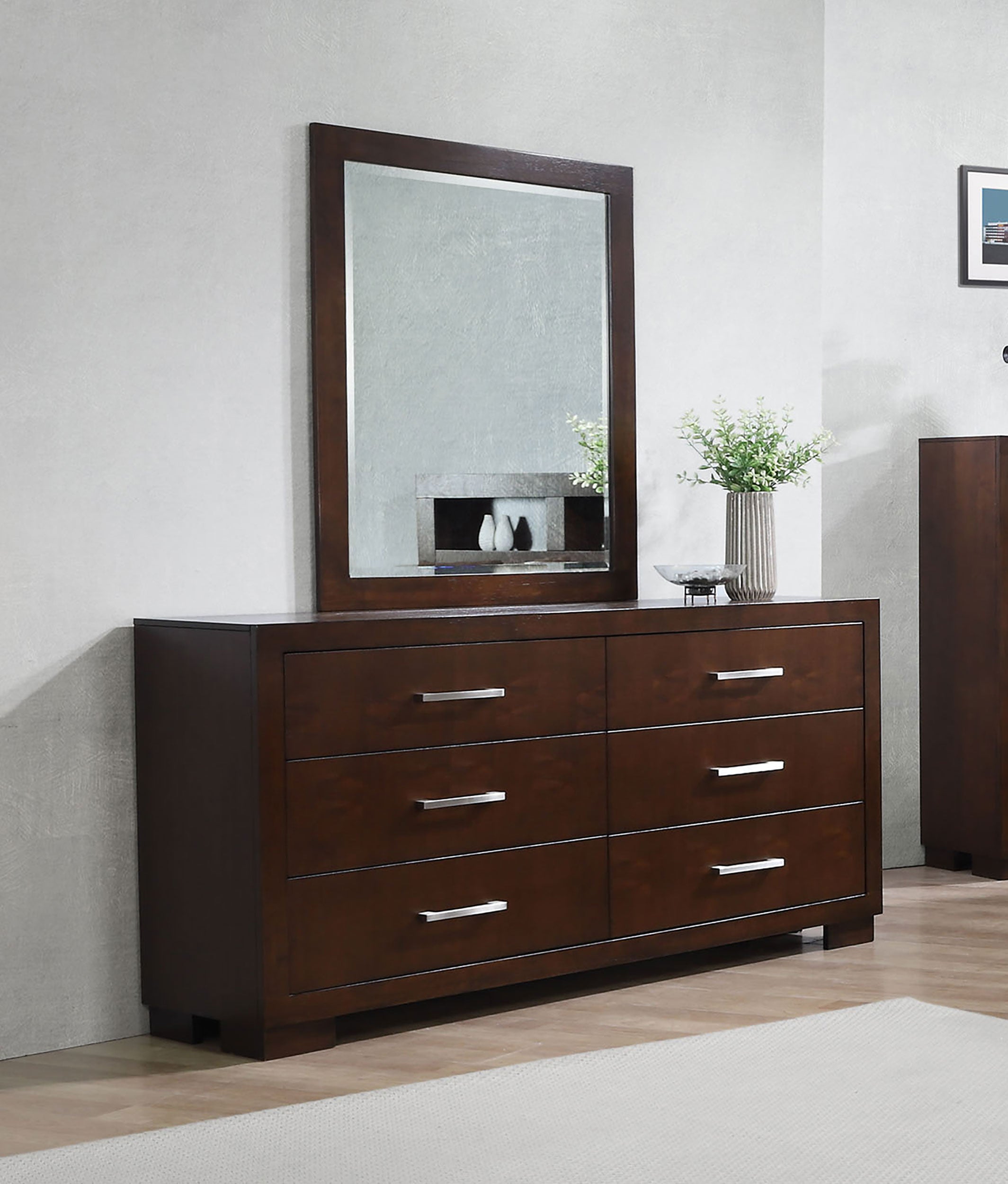 Jessica 6-drawer Dresser with Mirror Cappuccino — view 2