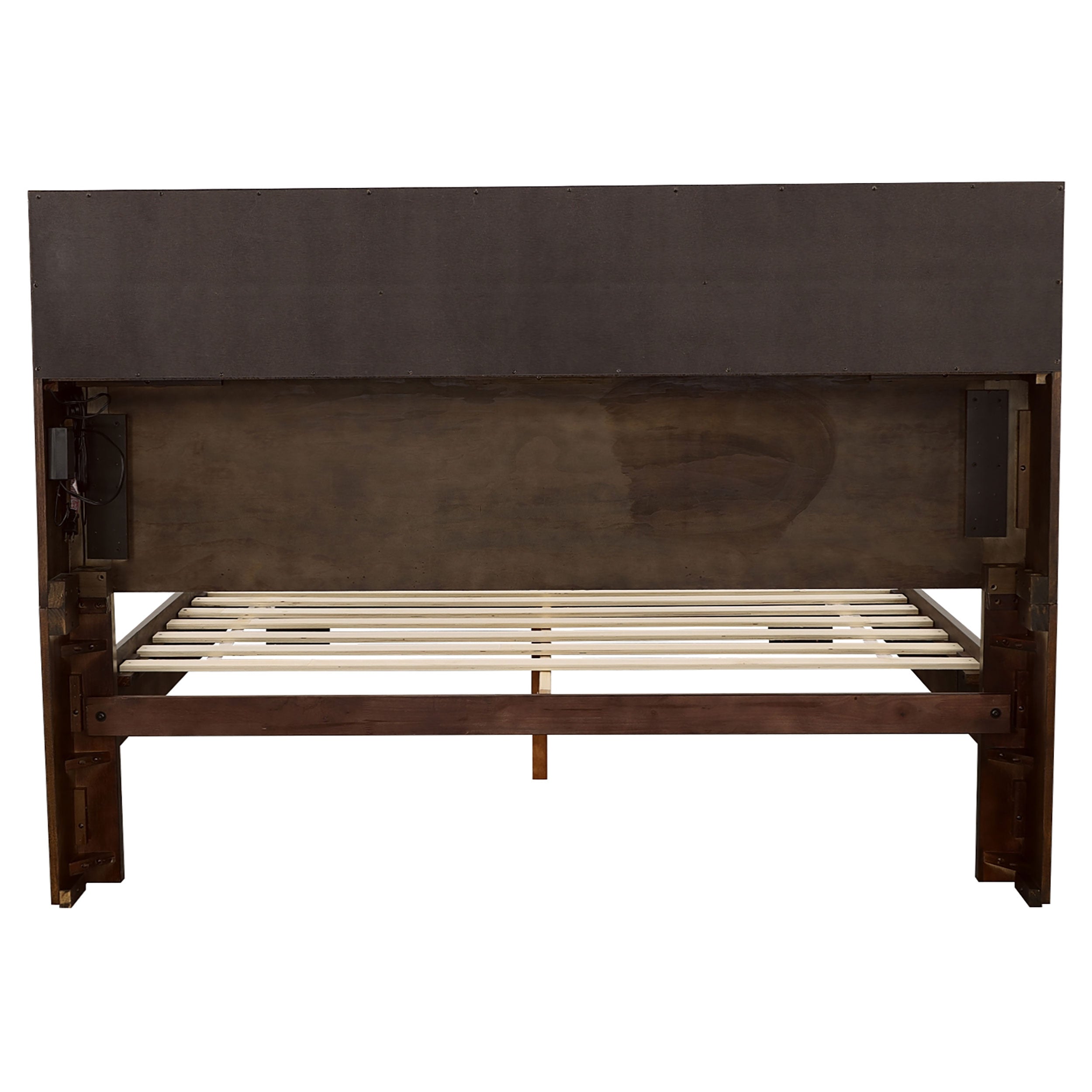 Jessica Wood Queen LED Storage Bookcase Bed Cappuccino — view 6
