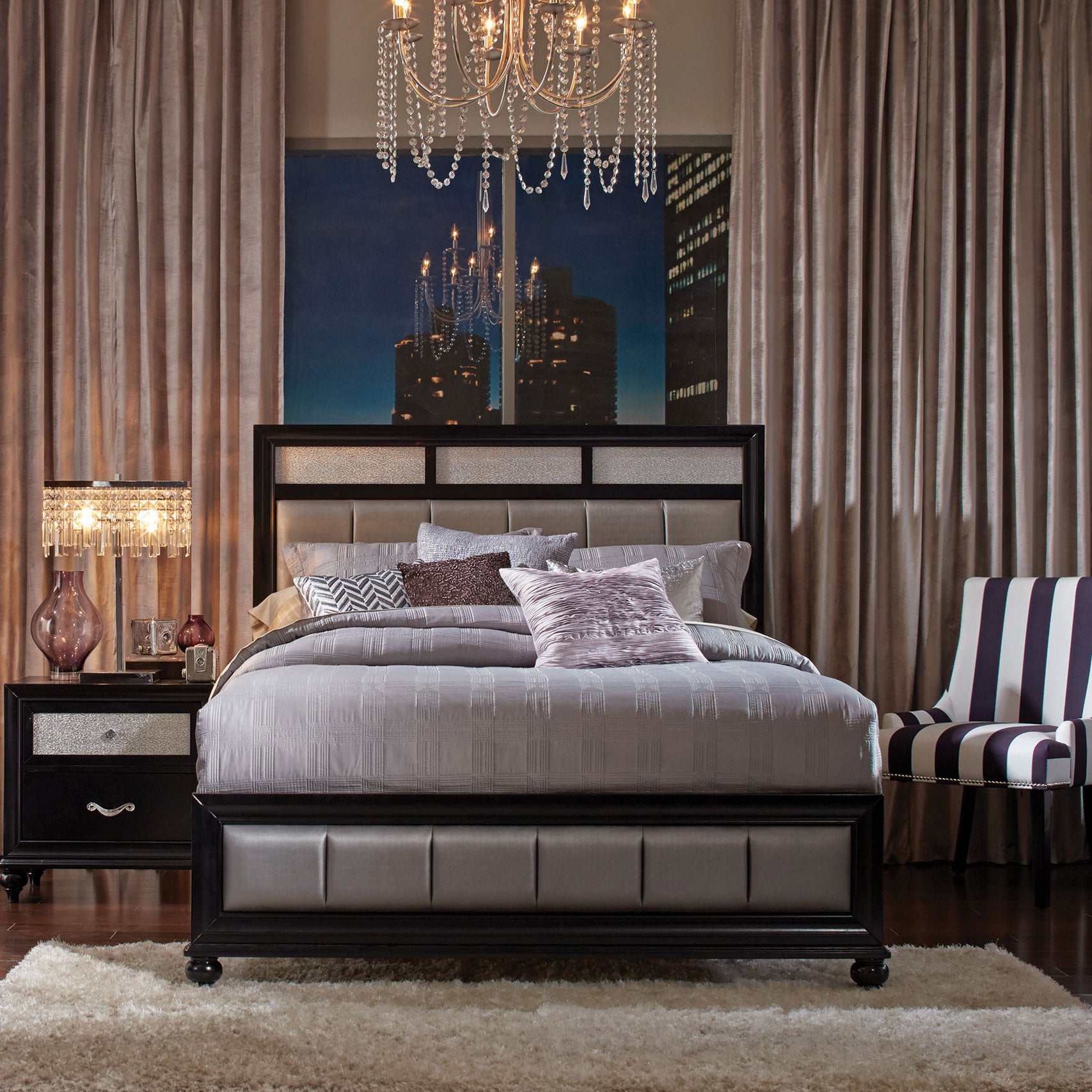 Barzini Wood Eastern King Panel Bed Black — view 2
