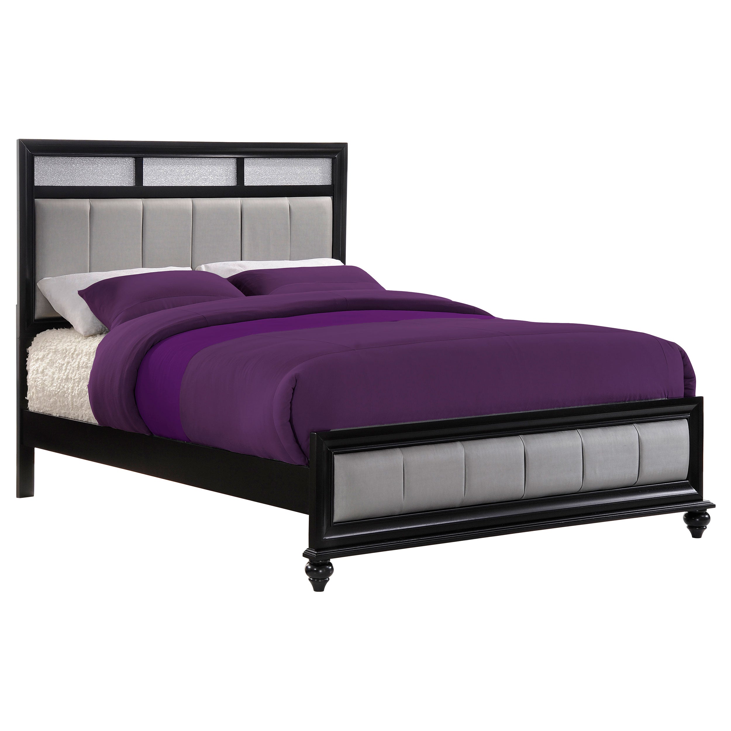 Barzini Wood Eastern King Panel Bed Black — view 1