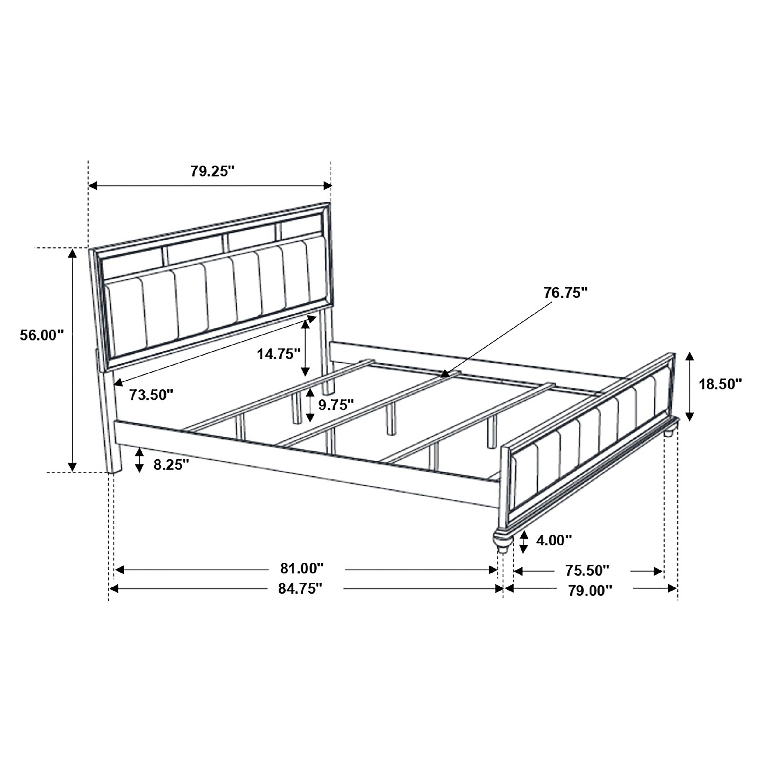 Barzini Wood Eastern King Panel Bed Black — view 4