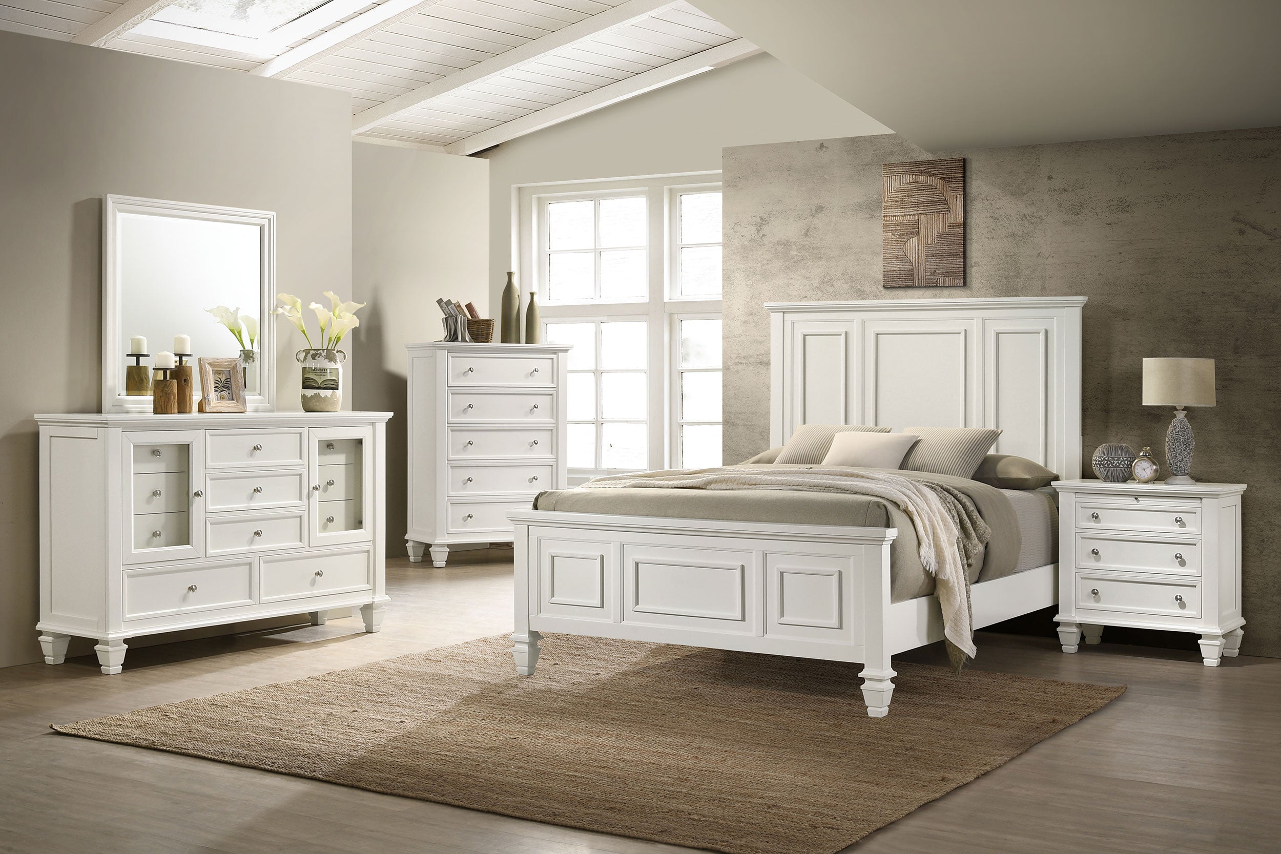 Sandy Beach 5-piece Eastern King Bedroom Set Cream White — view 1