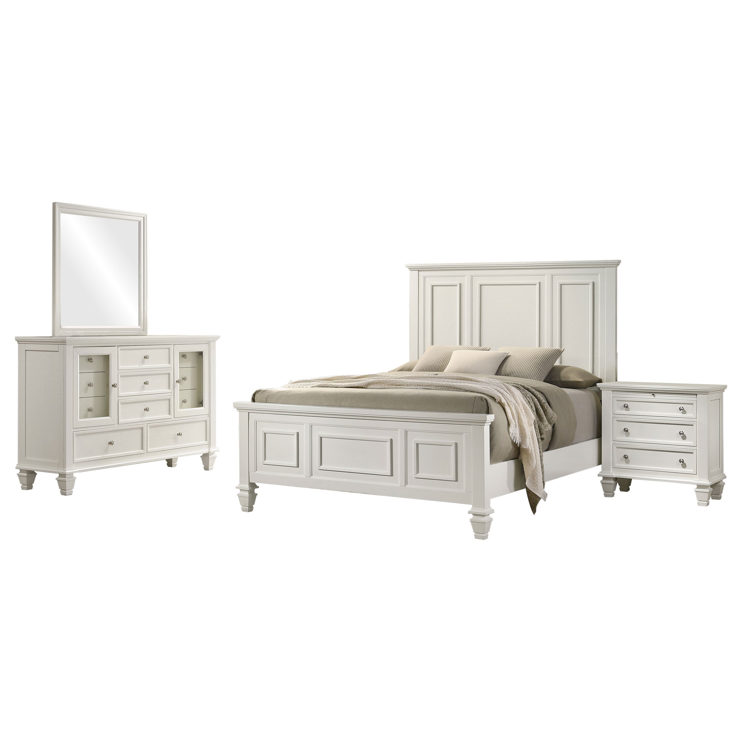 Sandy Beach 4-piece Queen Bedroom Set Cream White — view 2