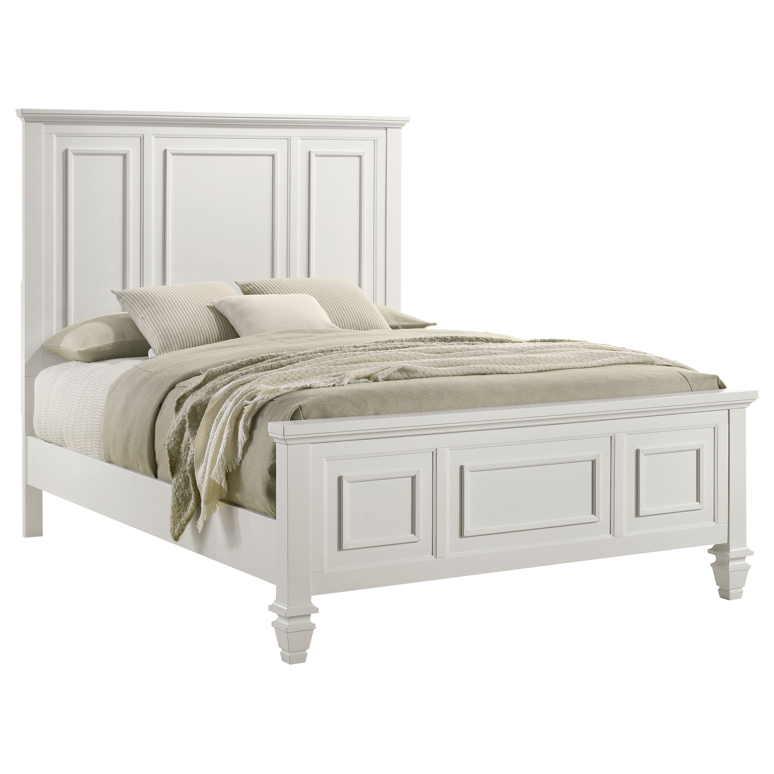 Sandy Beach Wood Queen Panel Bed Cream White — view 3