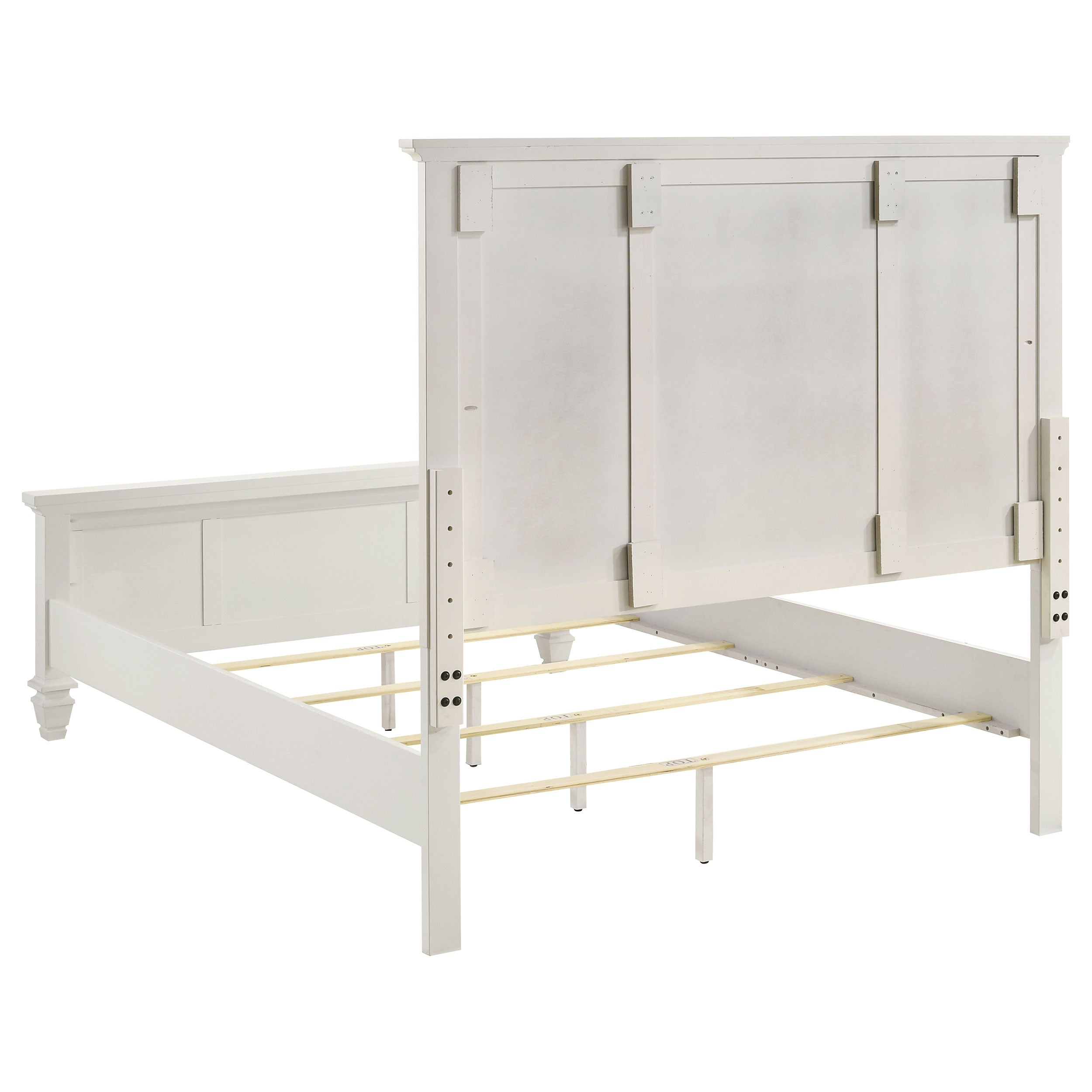 Sandy Beach Wood Queen Panel Bed Cream White — view 4