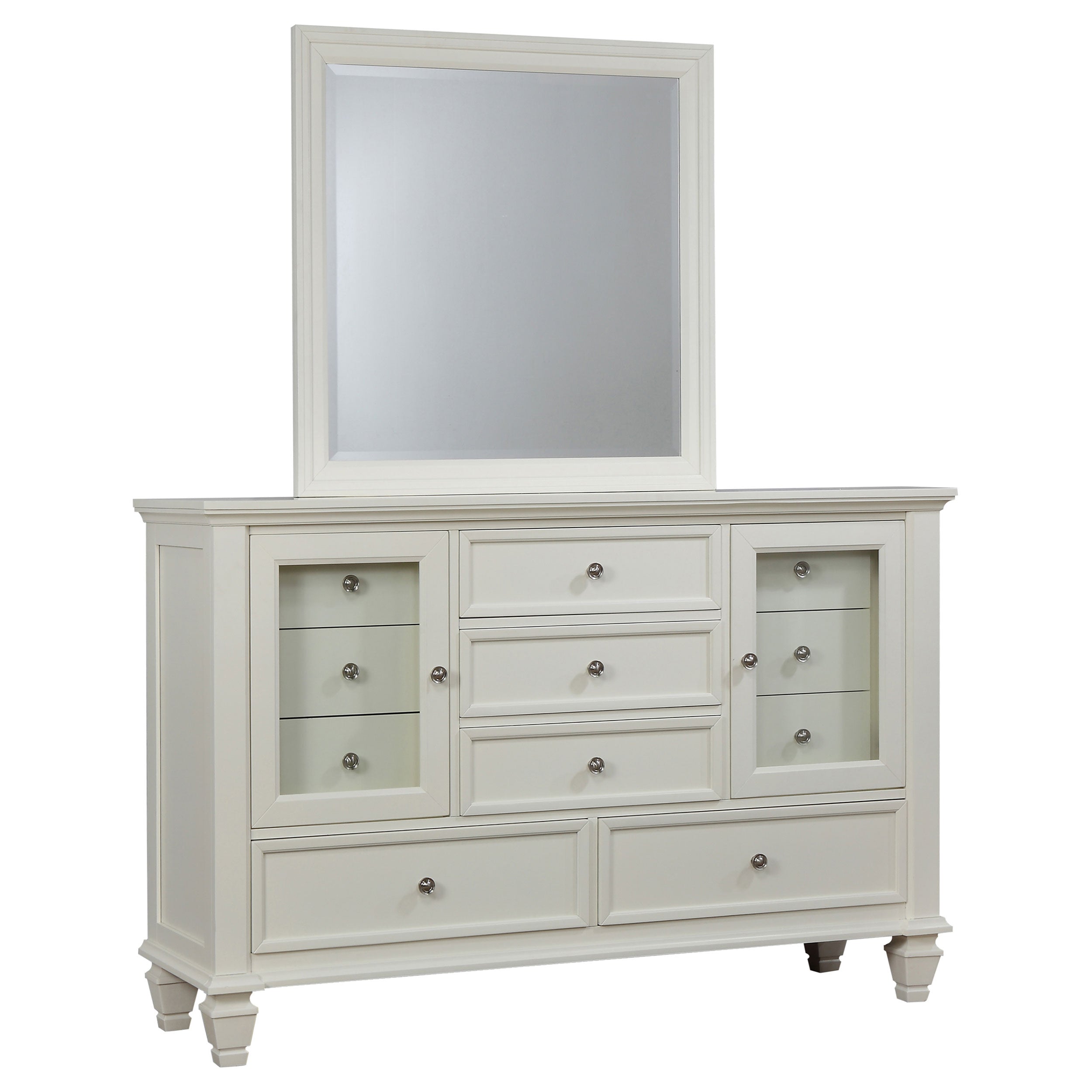 Sandy Beach 11-drawer Dresser with Mirror Cream White — view 1