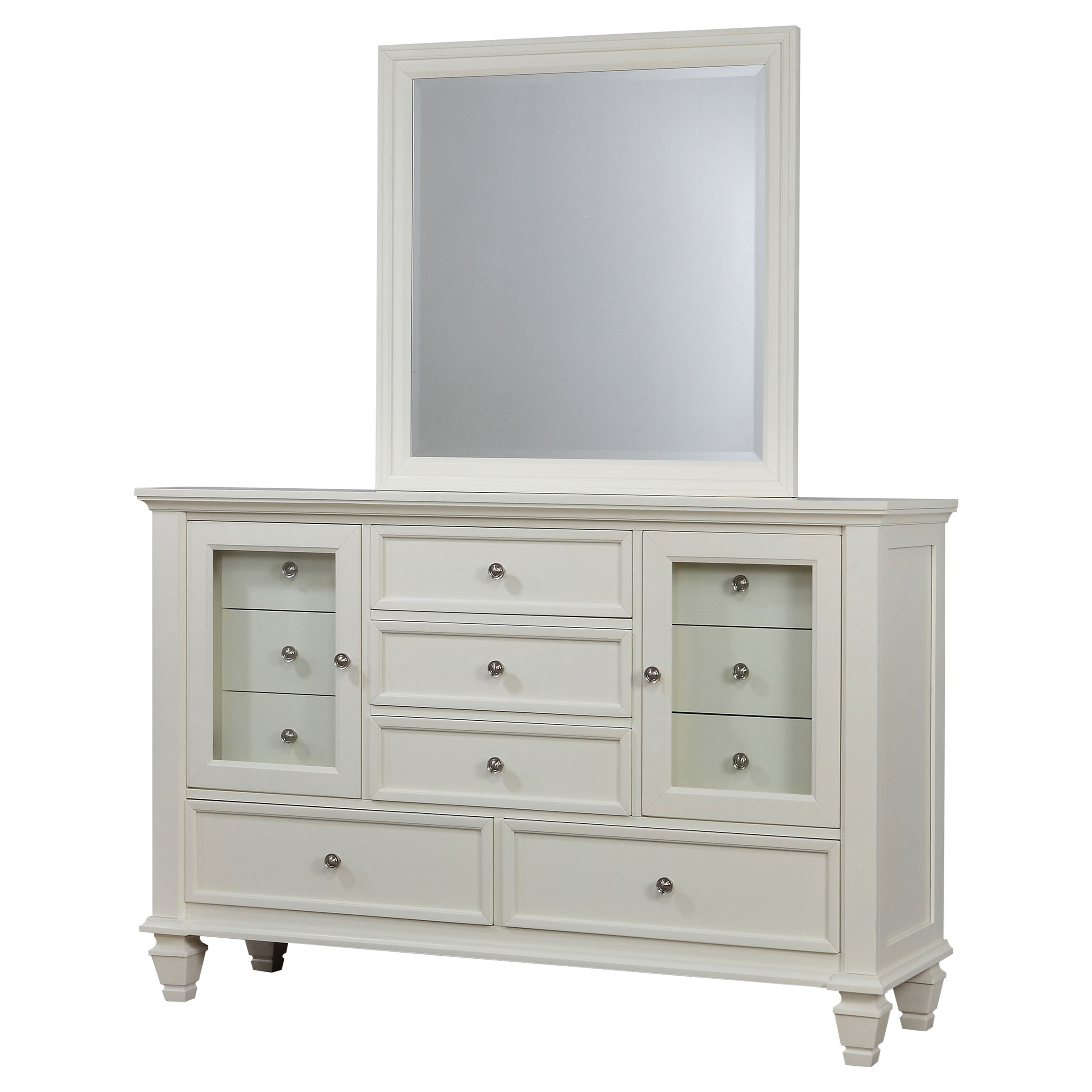 Sandy Beach 11-drawer Dresser with Mirror Cream White — view 4