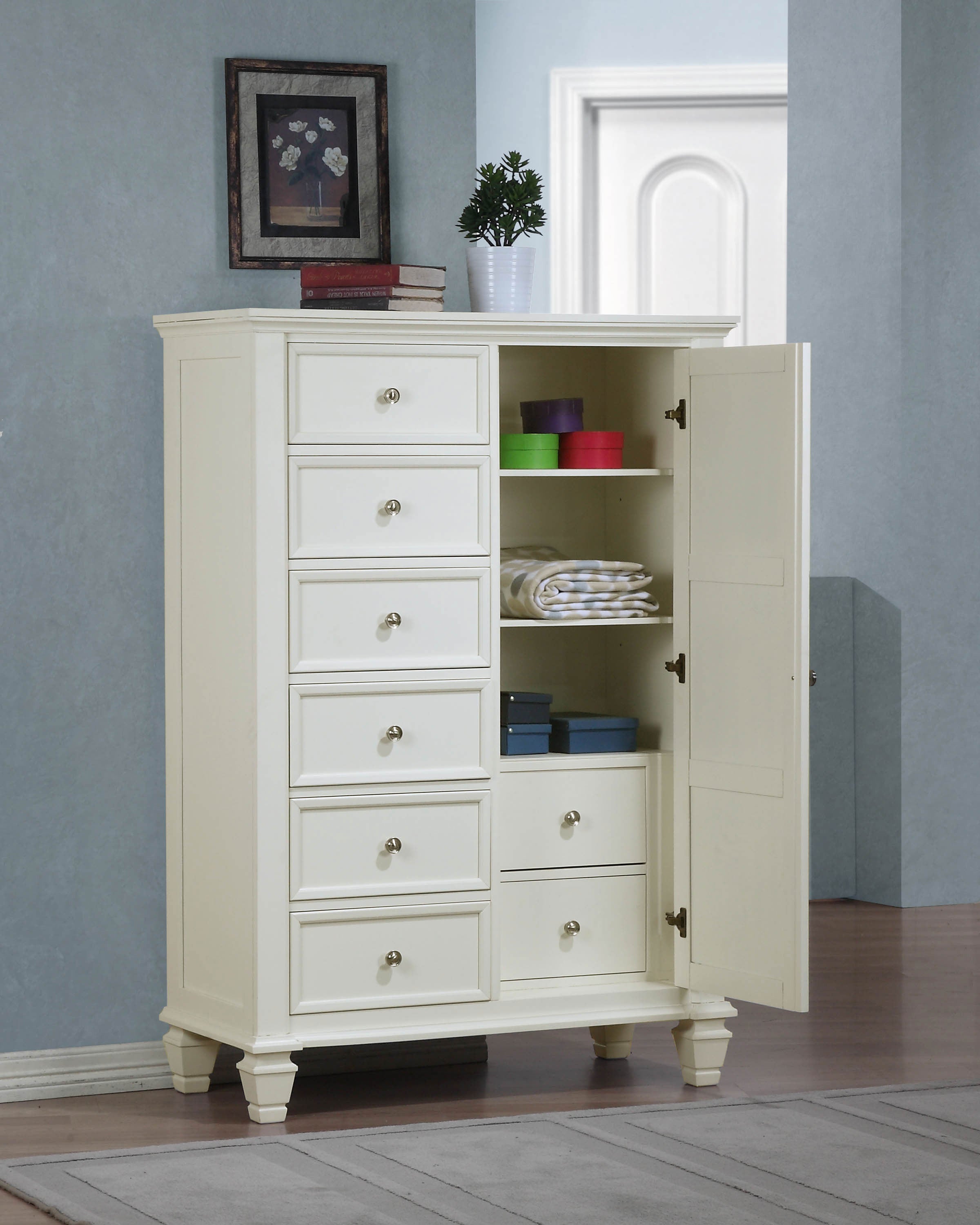 Sandy Beach 8-drawer Door Chest Cream White — view 3
