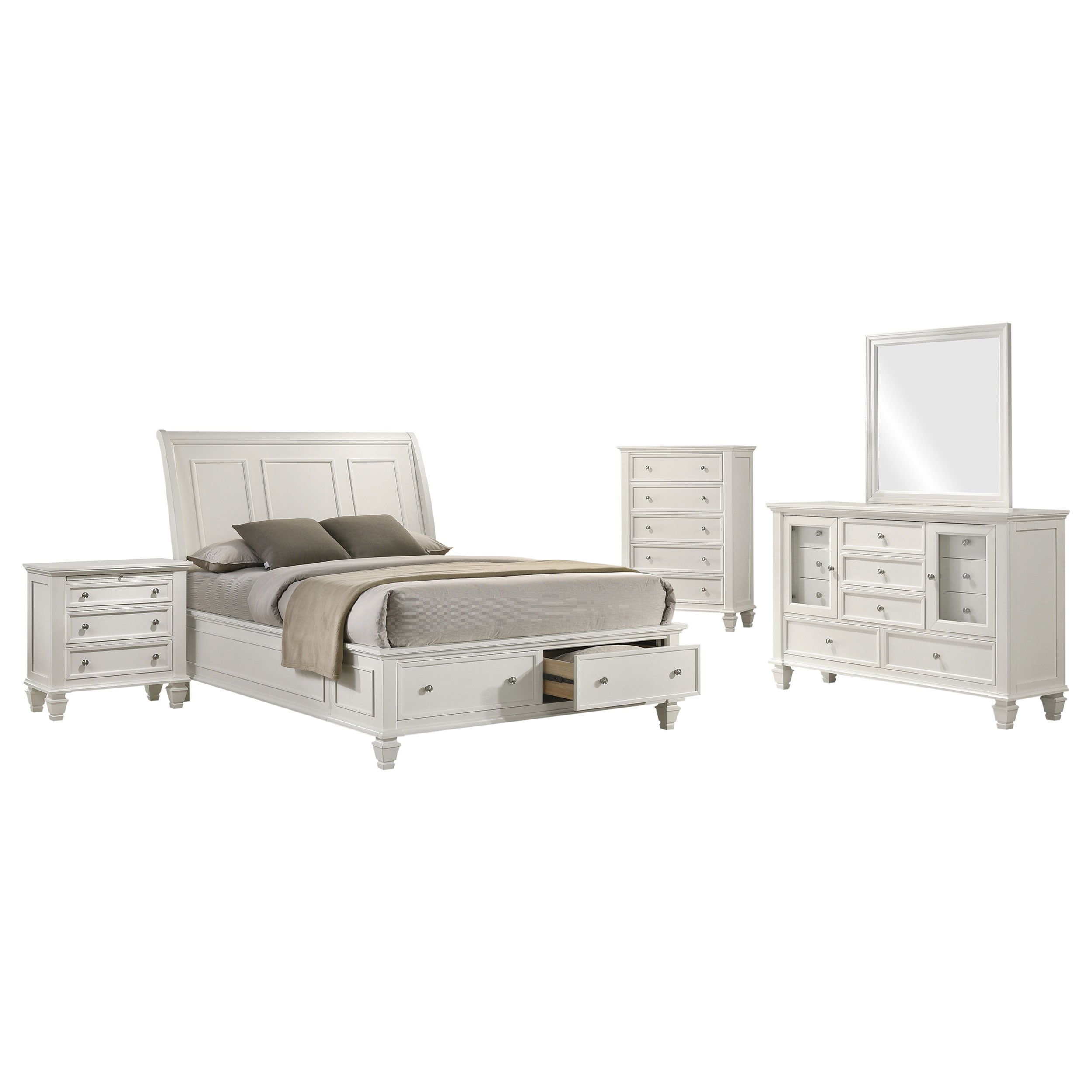 Sandy Beach 5-piece Queen Bedroom Set Cream White — view 2