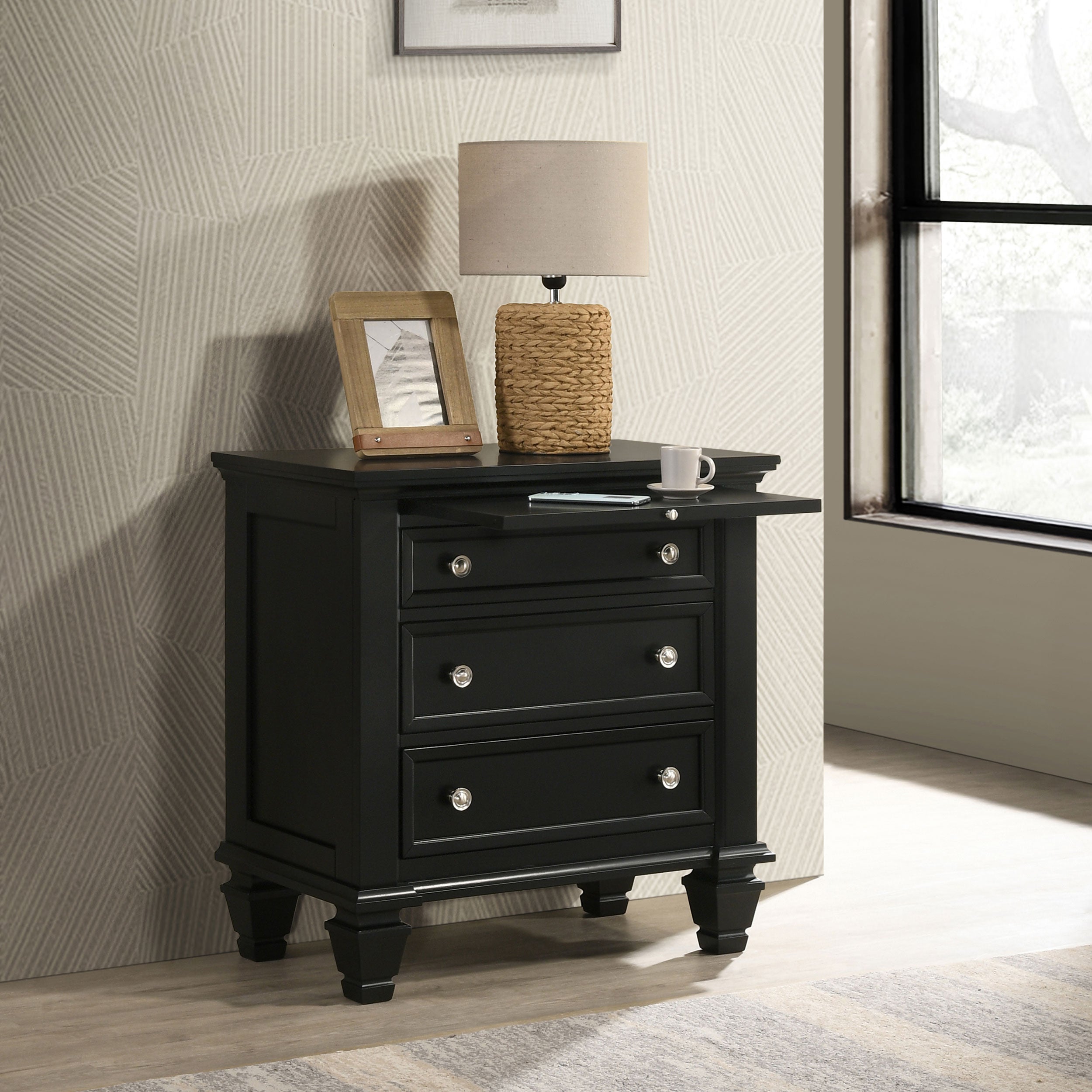 Sandy Beach 3-drawer Nightstand Black — view 3