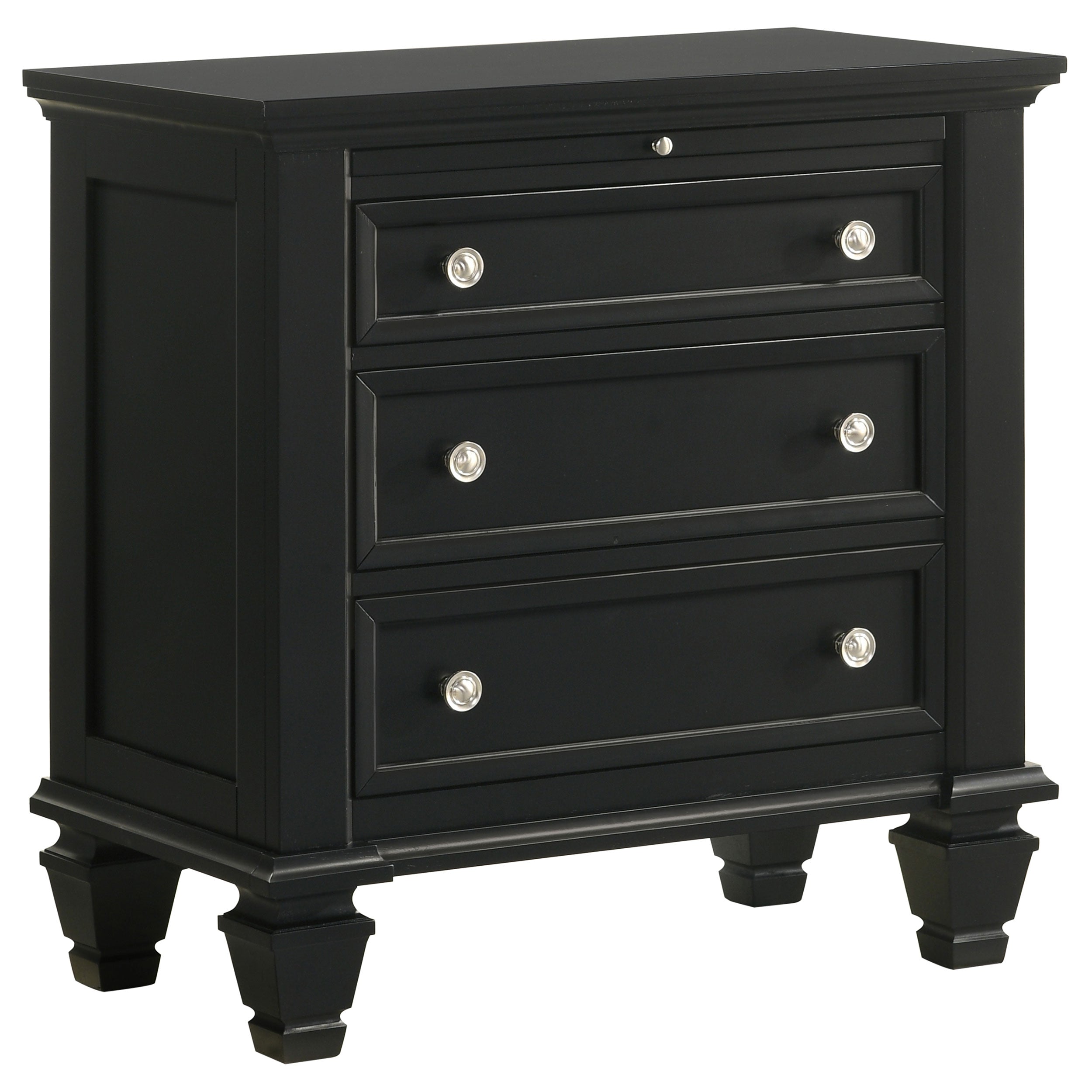 Sandy Beach 3-drawer Nightstand Black — view 1