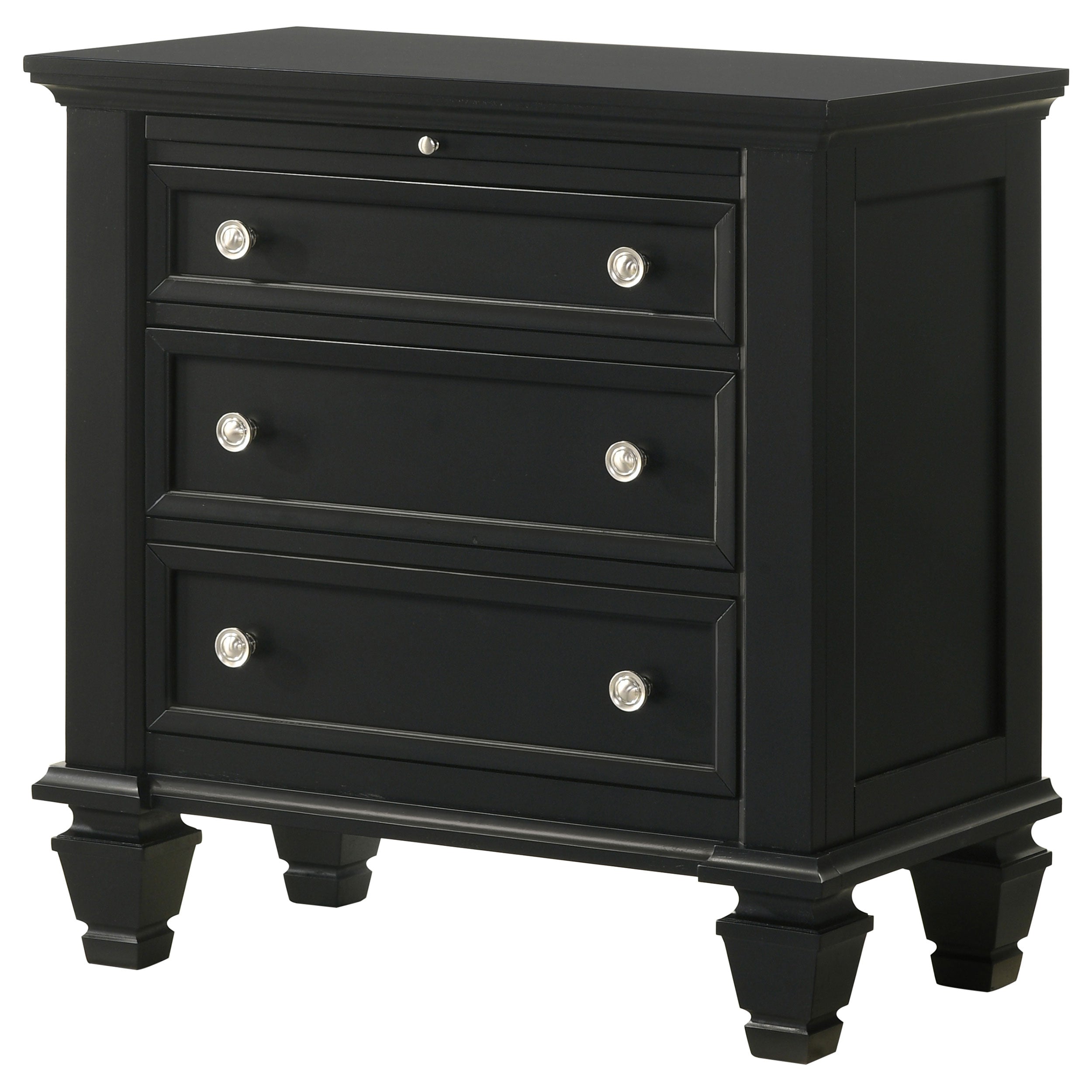 Sandy Beach 3-drawer Nightstand Black — view 5