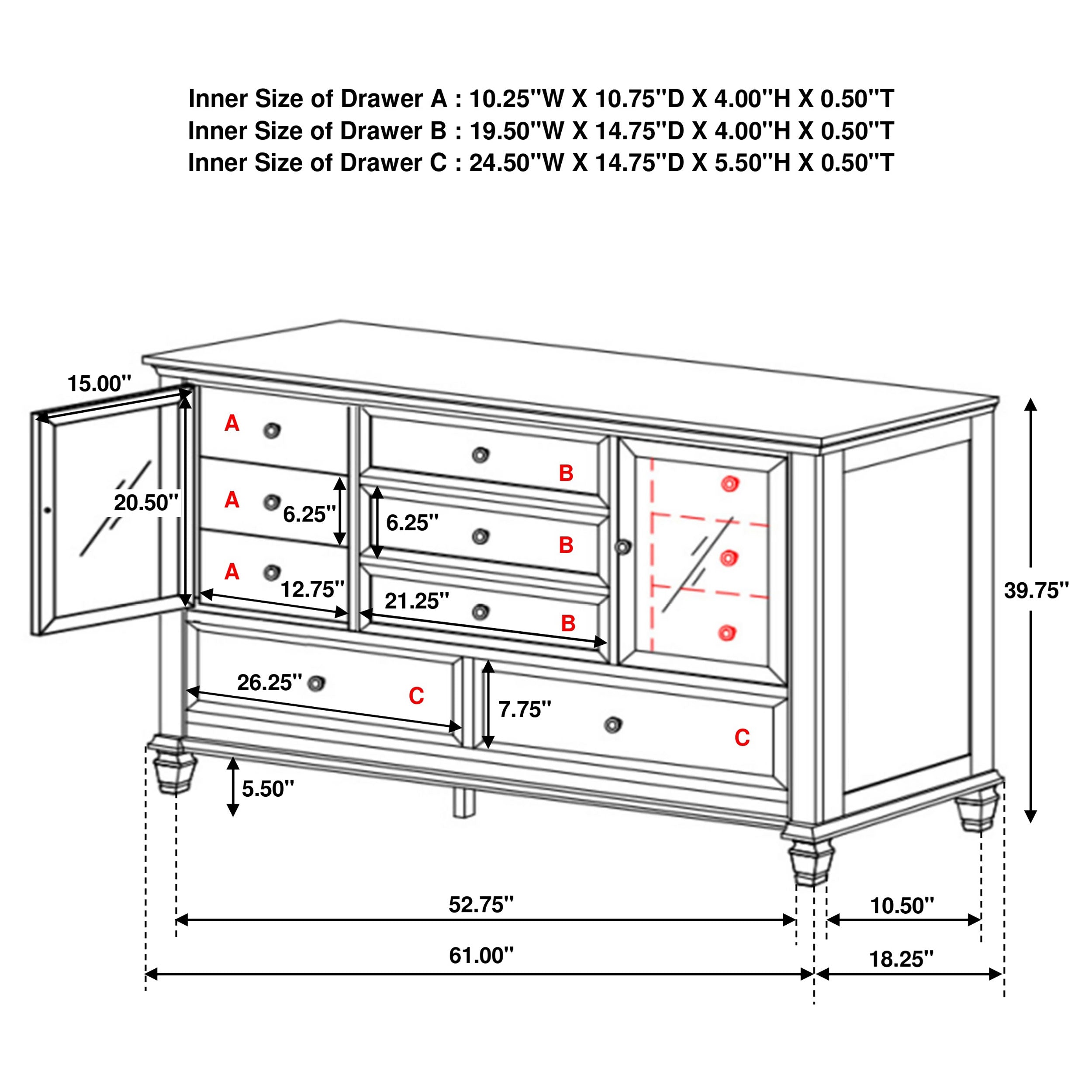 Sandy Beach 11-drawer Dresser Black — view 10