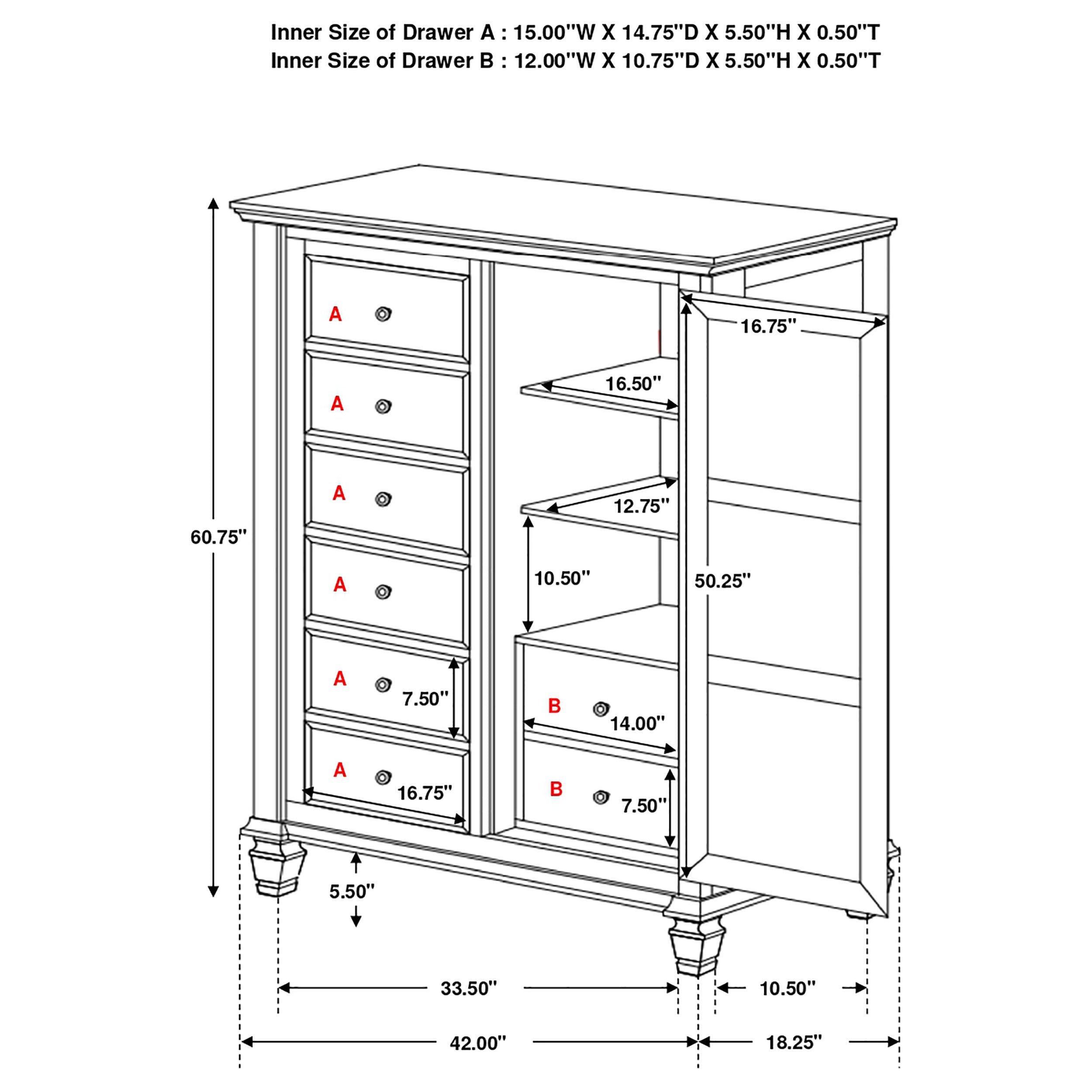 Sandy Beach 8-drawer Door Chest Black — view 10
