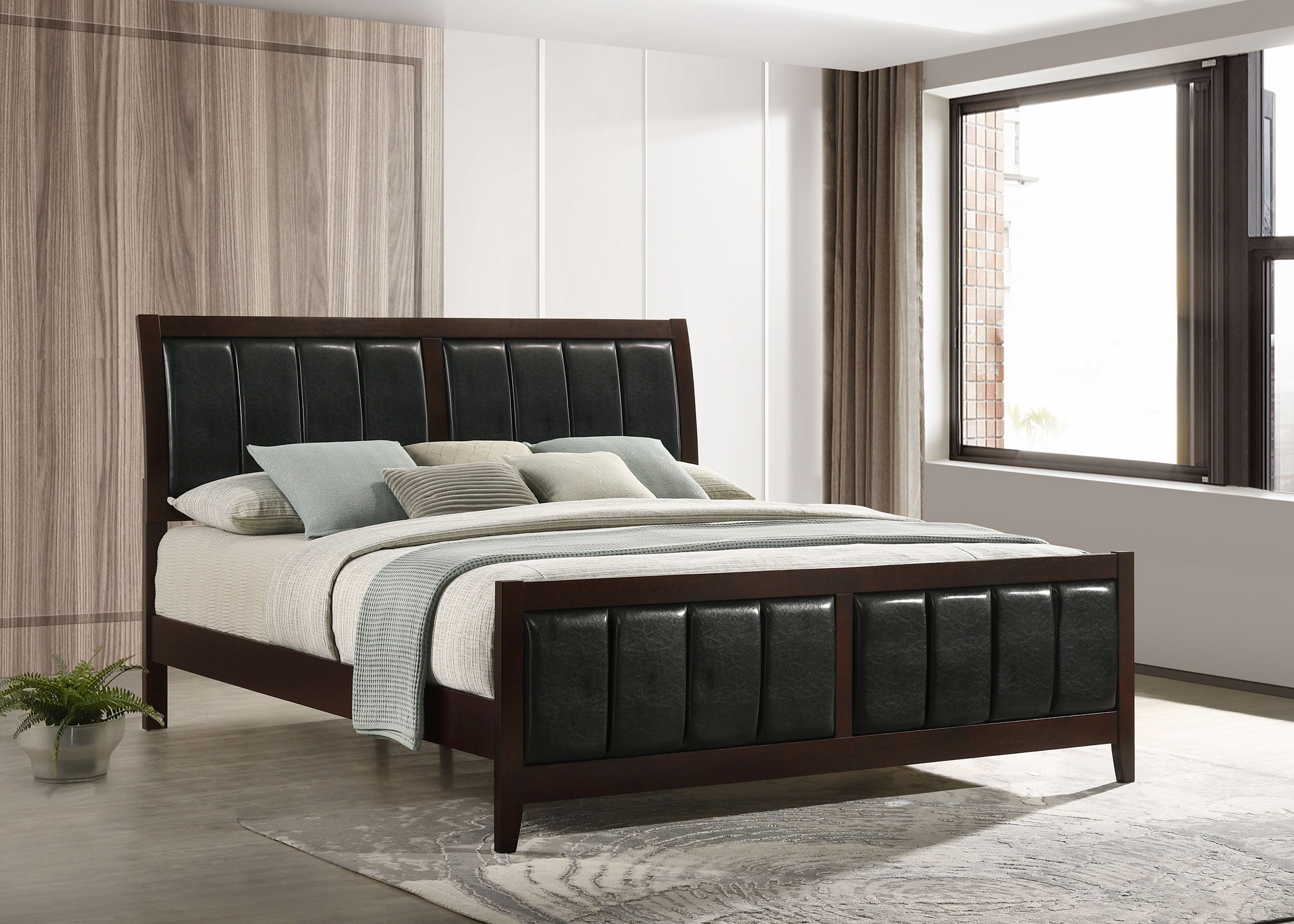 Carlton Wood Eastern King Panel Bed Cappuccino — view 2