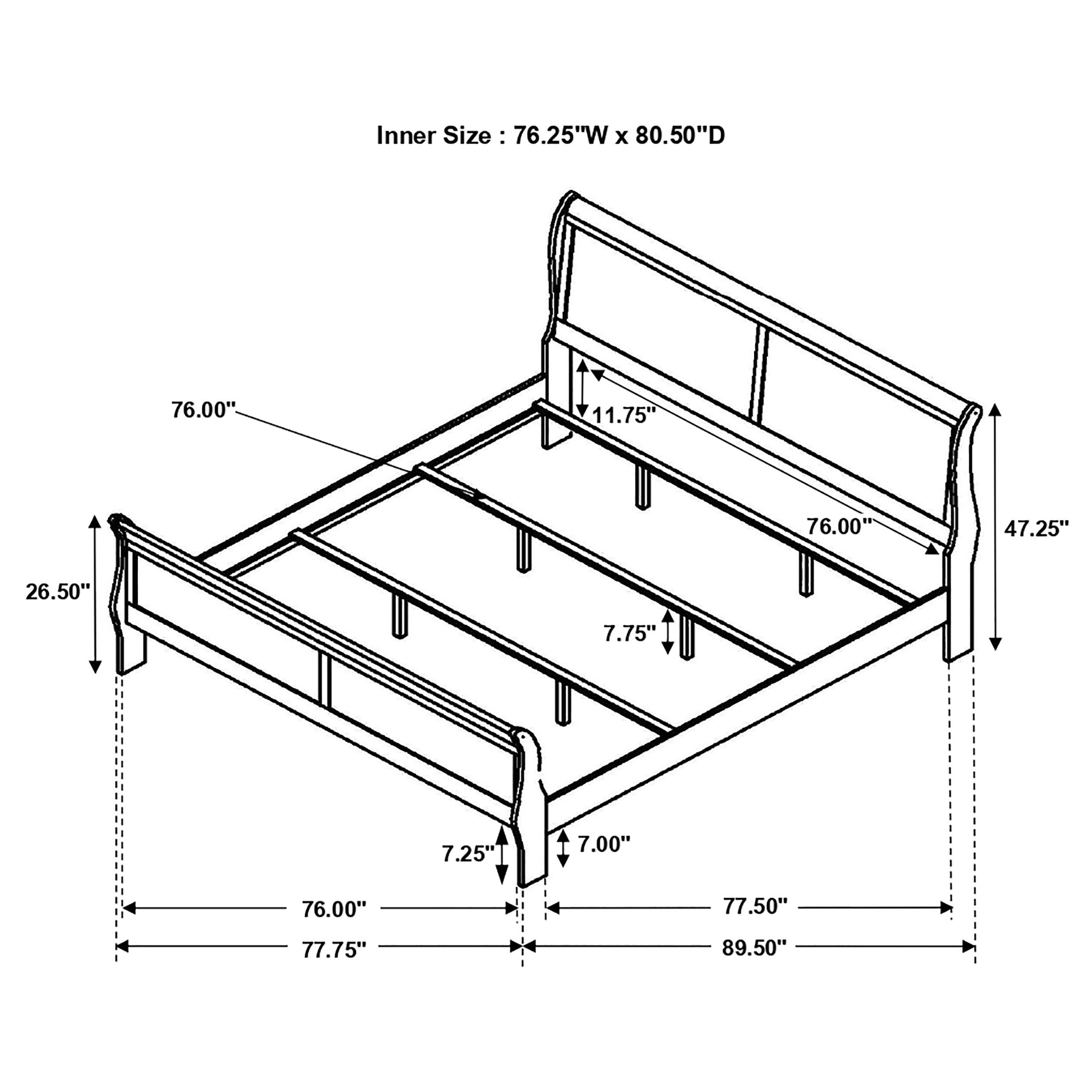 Louis Philippe Wood Eastern King Sleigh Bed Cappuccino — view 8