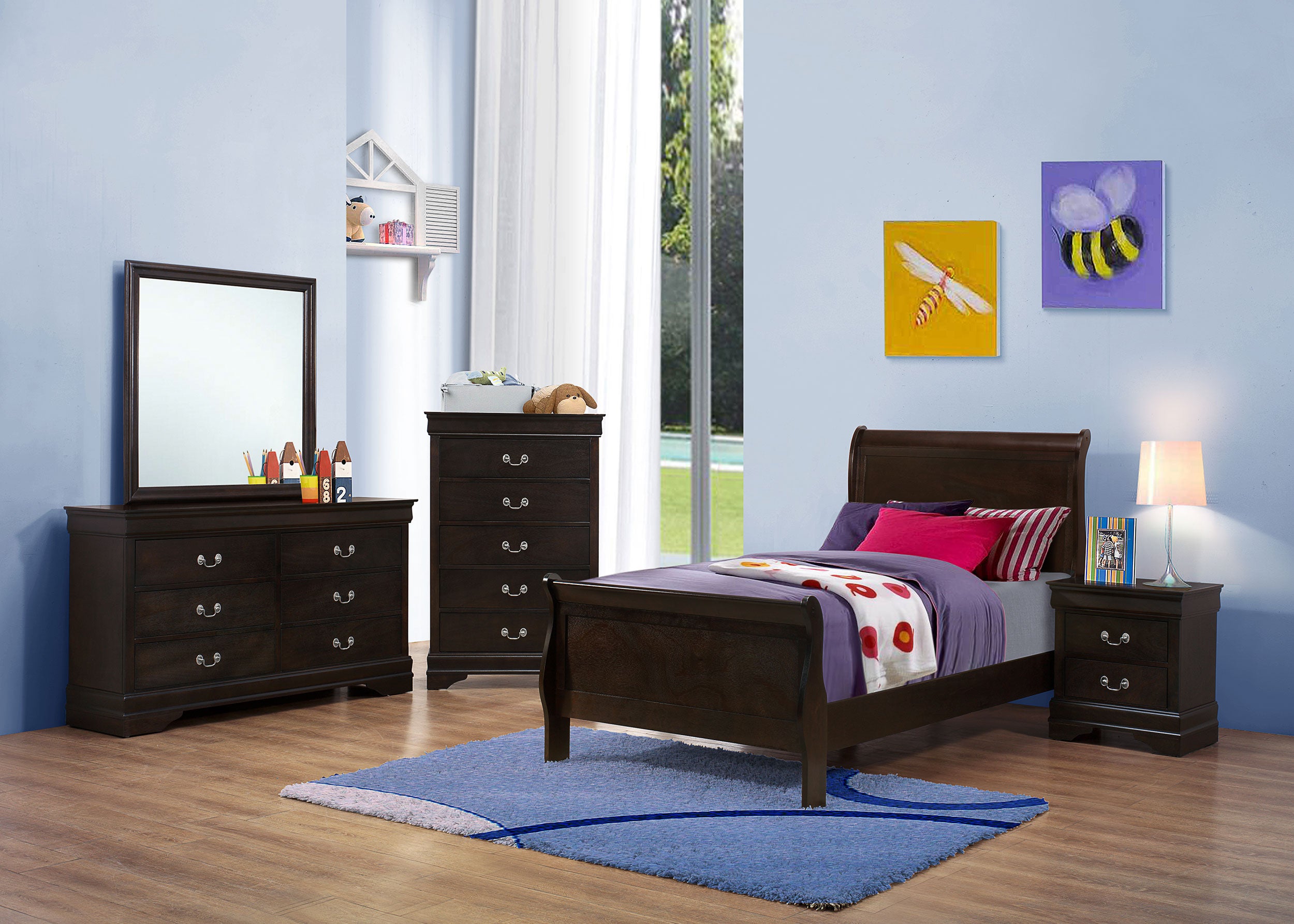 Louis Philippe 5-piece Twin Bedroom Set Cappuccino — view 1