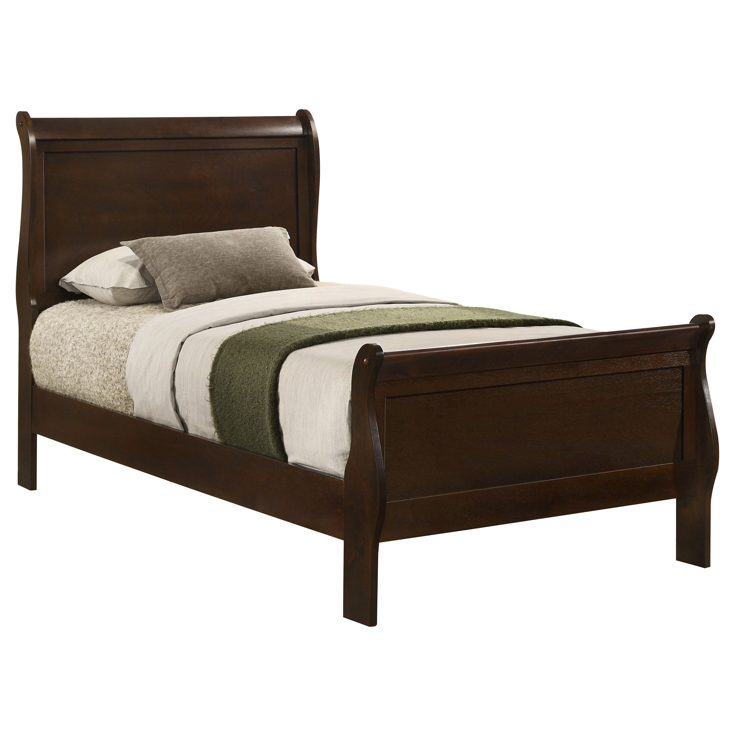 Louis Philippe Wood Twin Sleigh Bed Cappuccino — view 3