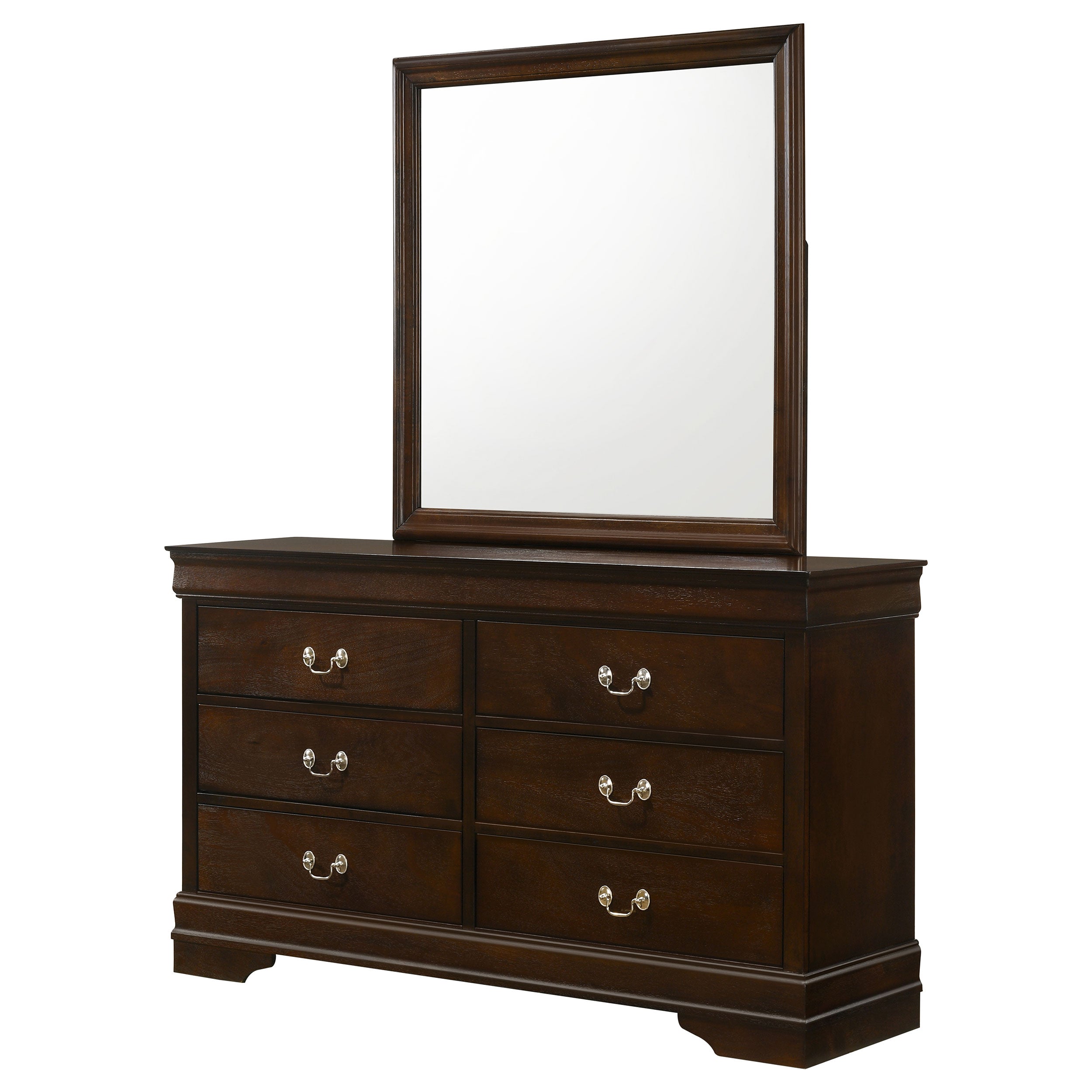 Louis Philippe 6-drawer Dresser with Mirror Cappuccino — view 4