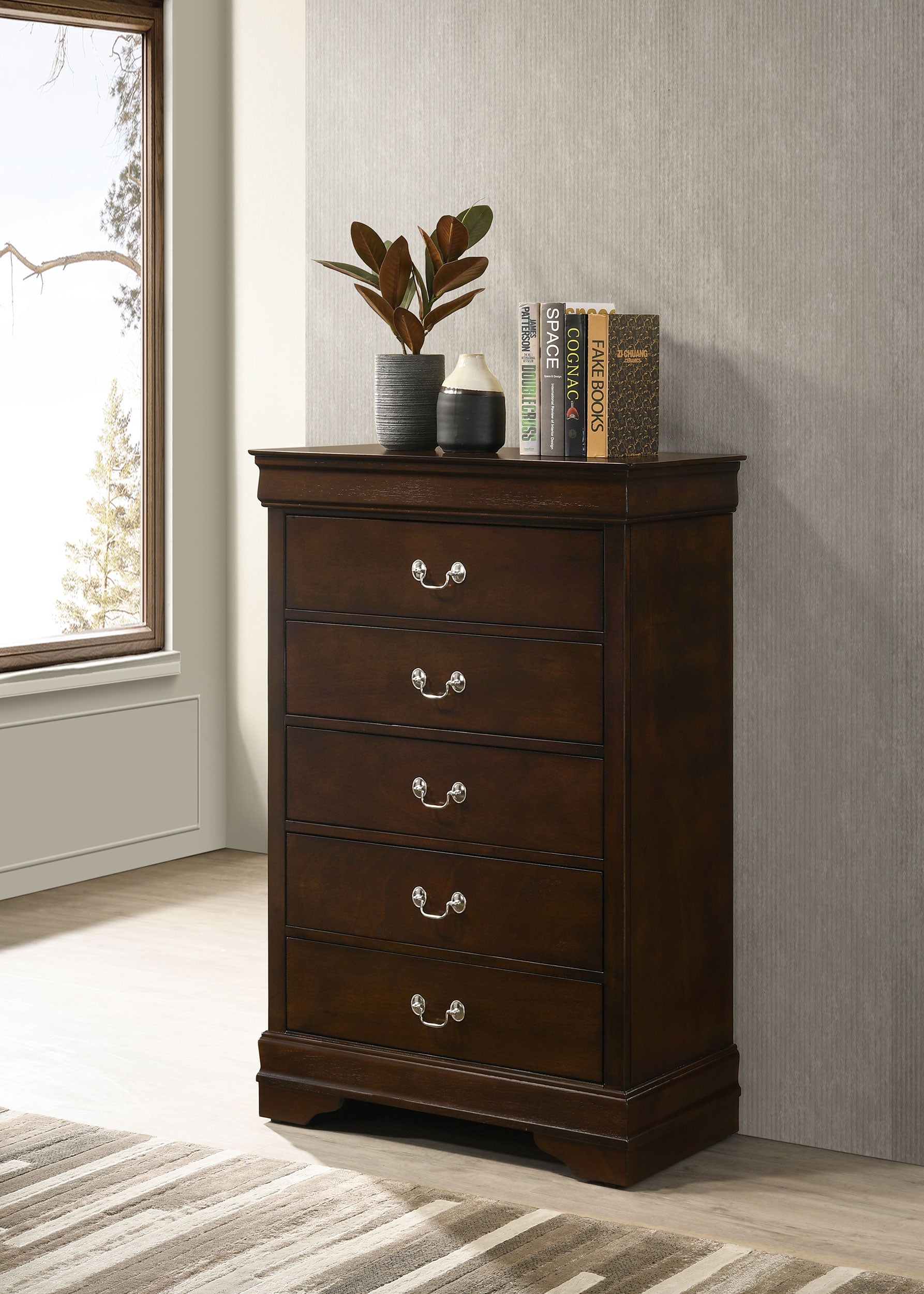 Louis Philippe 5-drawer Bedroom Chest Cappuccino — view 2